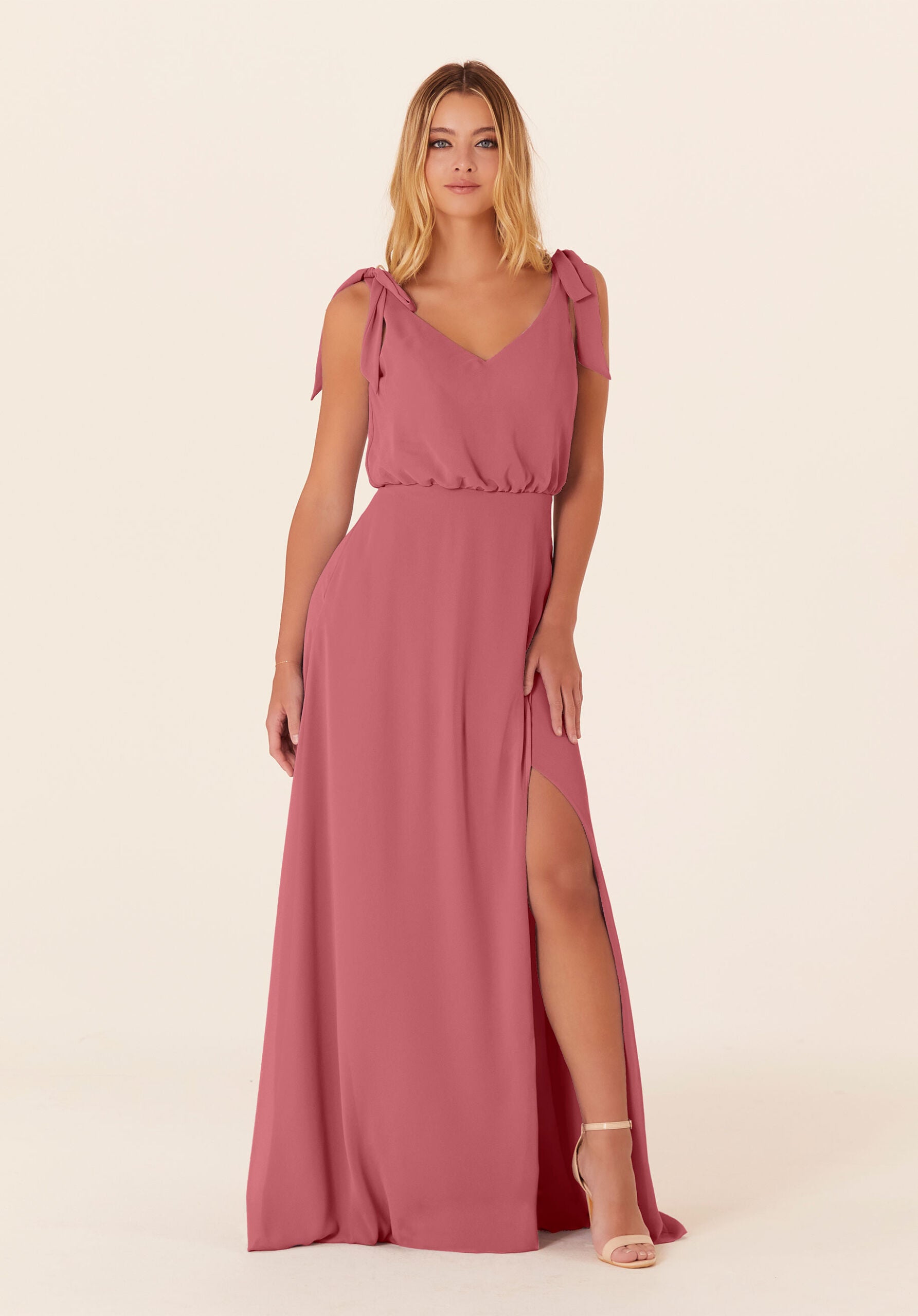 Formal Dresses Slit A Line Evening Long Formal Dress MGNY Madeline Gardner New York 21824 Rosewood