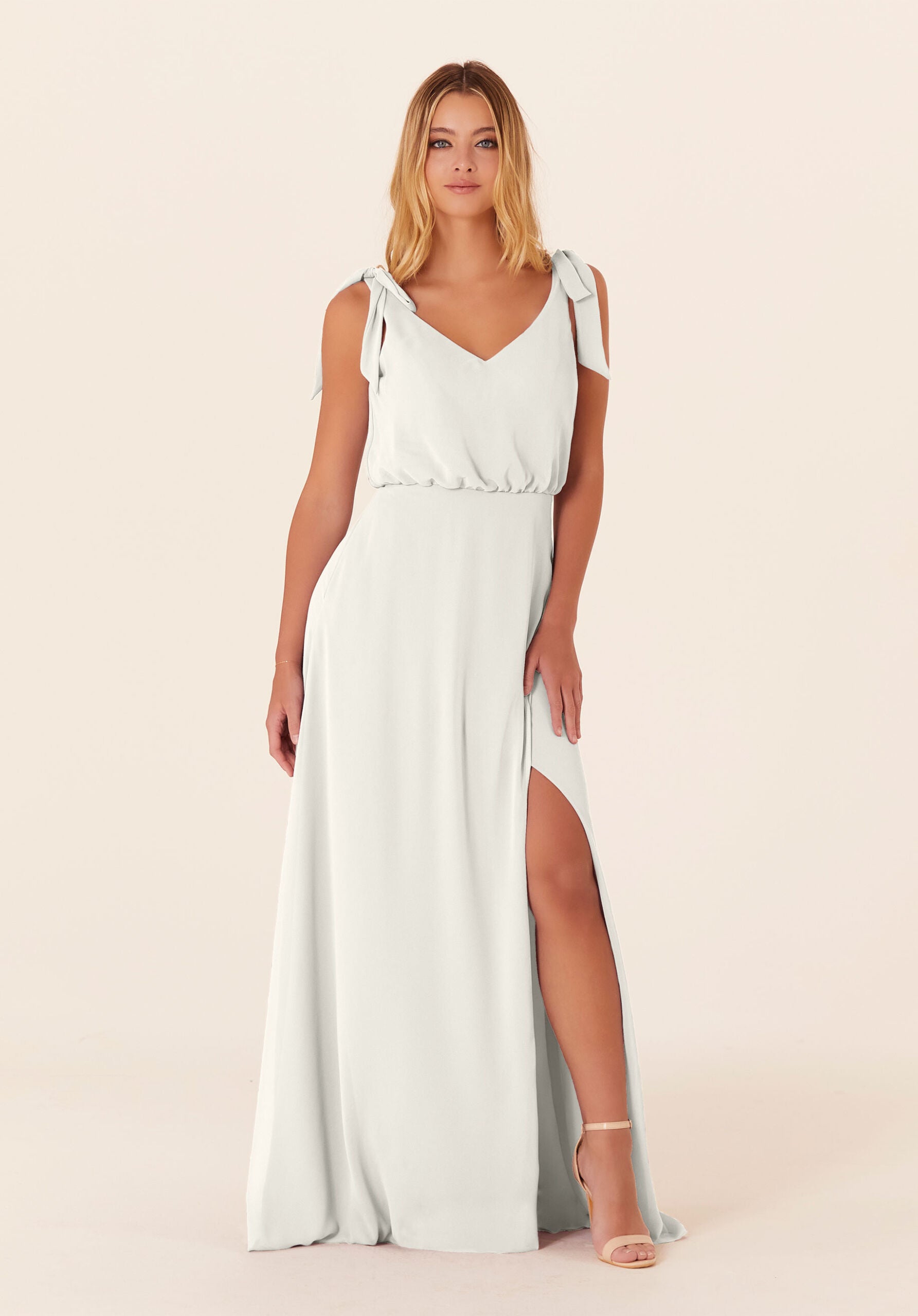 Wedding Dresses Long Slit Wedding Bridal Gown MGNY Madeline Gardner New York 21824 Ivory