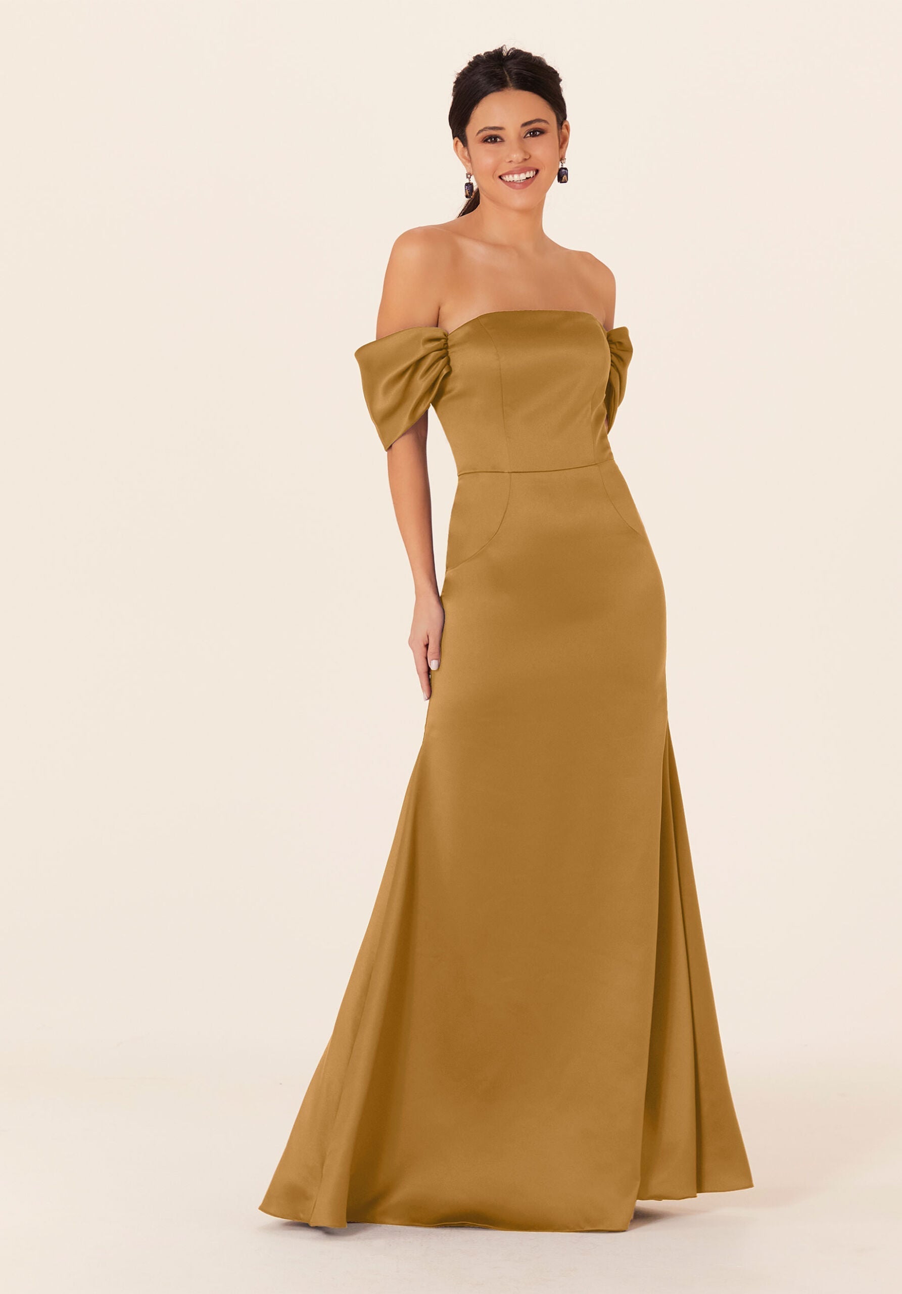 Formal Dresses Long Evening Formal Fitted Dress MGNY Madeline Gardner New York 21825 Saffron