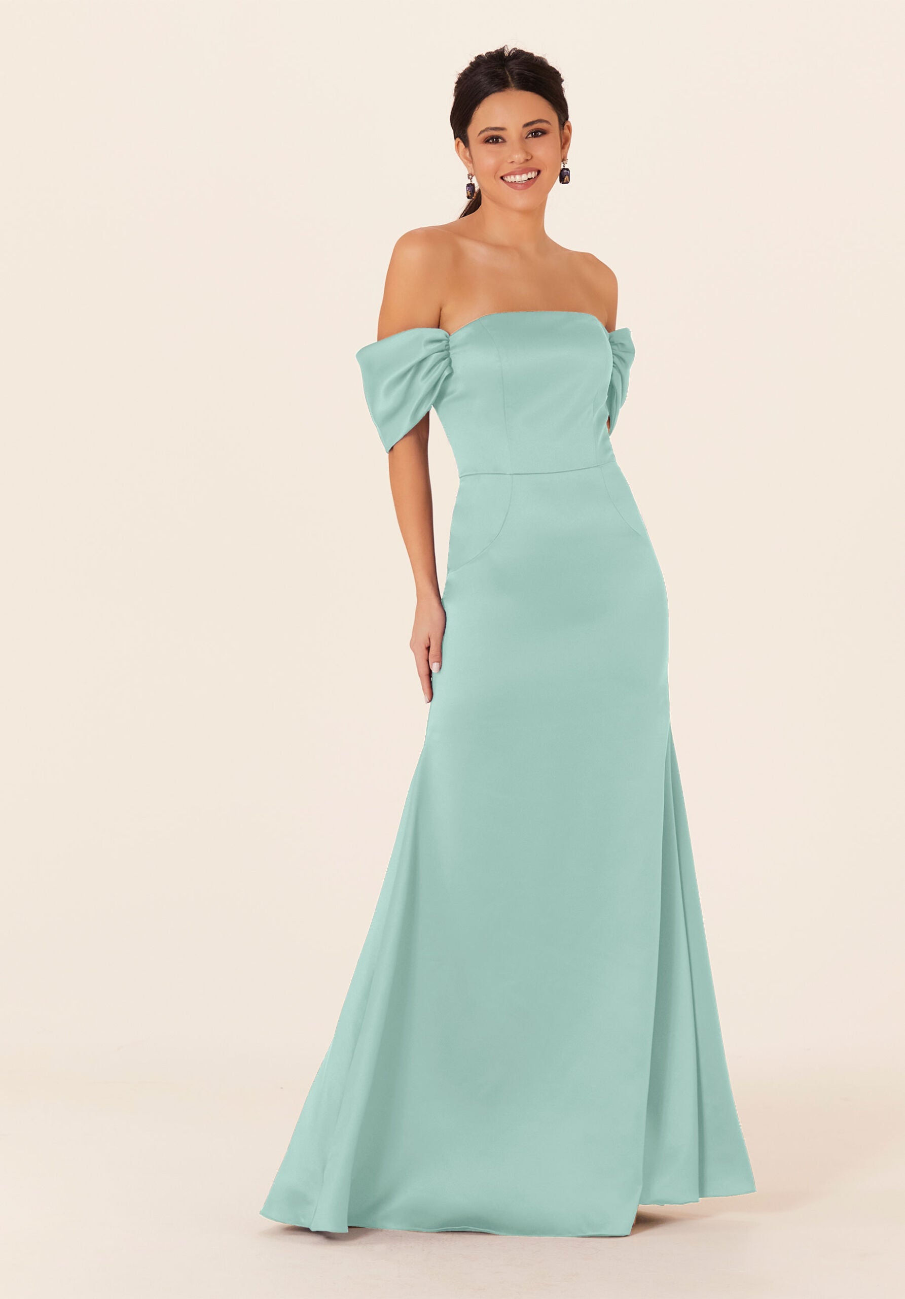 Formal Dresses Long Evening Formal Fitted Dress MGNY Madeline Gardner New York 21825 Mint