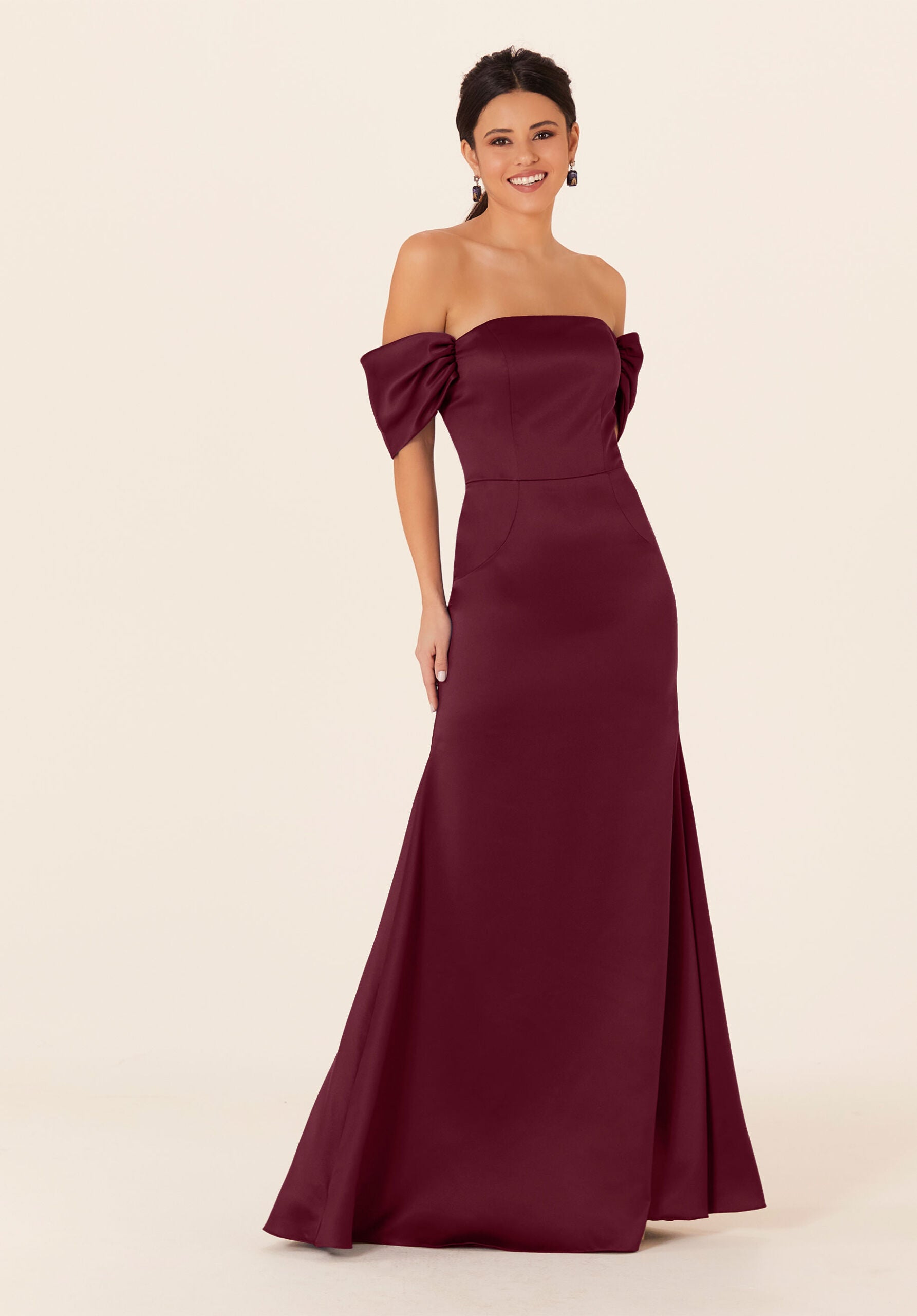 Formal Dresses Fitted Formal Long Evening Dress MGNY Madeline Gardner New York 21825 Bordeaux