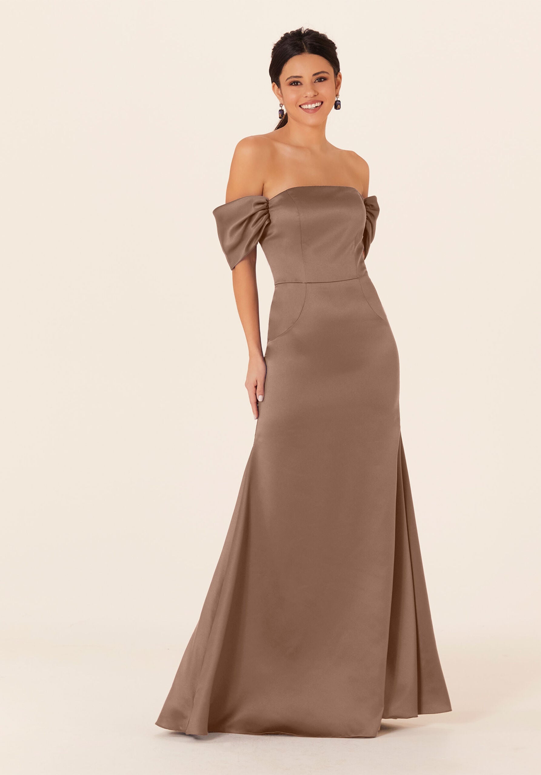 Formal Dresses Fitted Long Evening Formal Dress MGNY Madeline Gardner New York 21825 Fawn