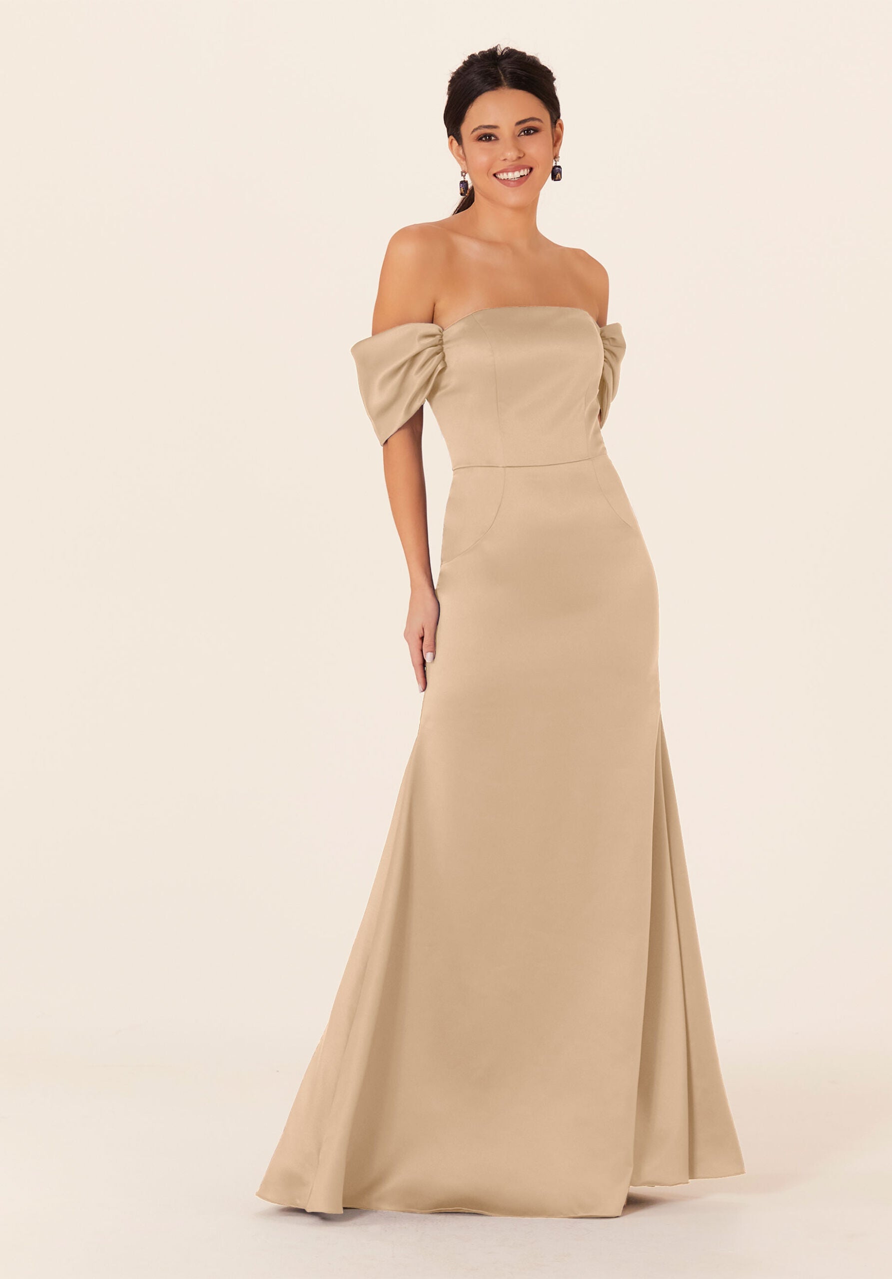 Formal Dresses Long Fitted Formal Evening Dress MGNY Madeline Gardner New York 21825 Champagne