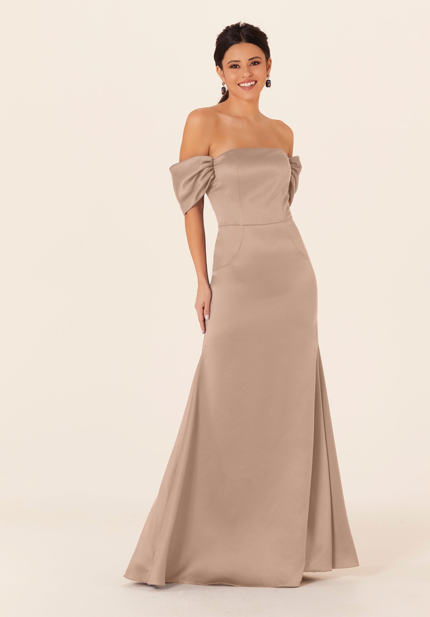 Formal Dresses Long Fitted Formal Evening Dress MGNY Madeline Gardner New York 21825 Latte