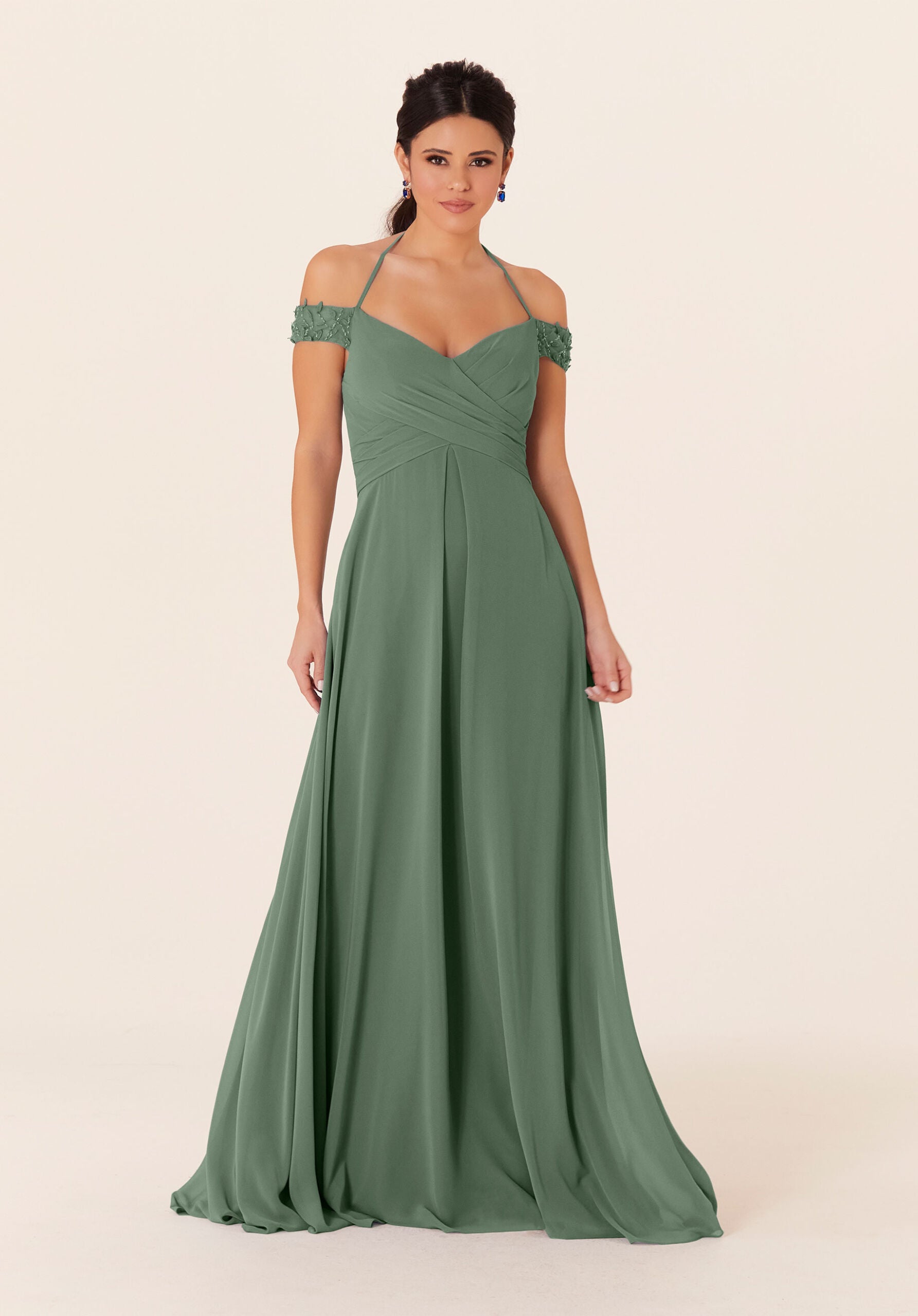 Formal Dresses Long Formal A Line Evening Dress MGNY Madeline Gardner New York 21833 Moss