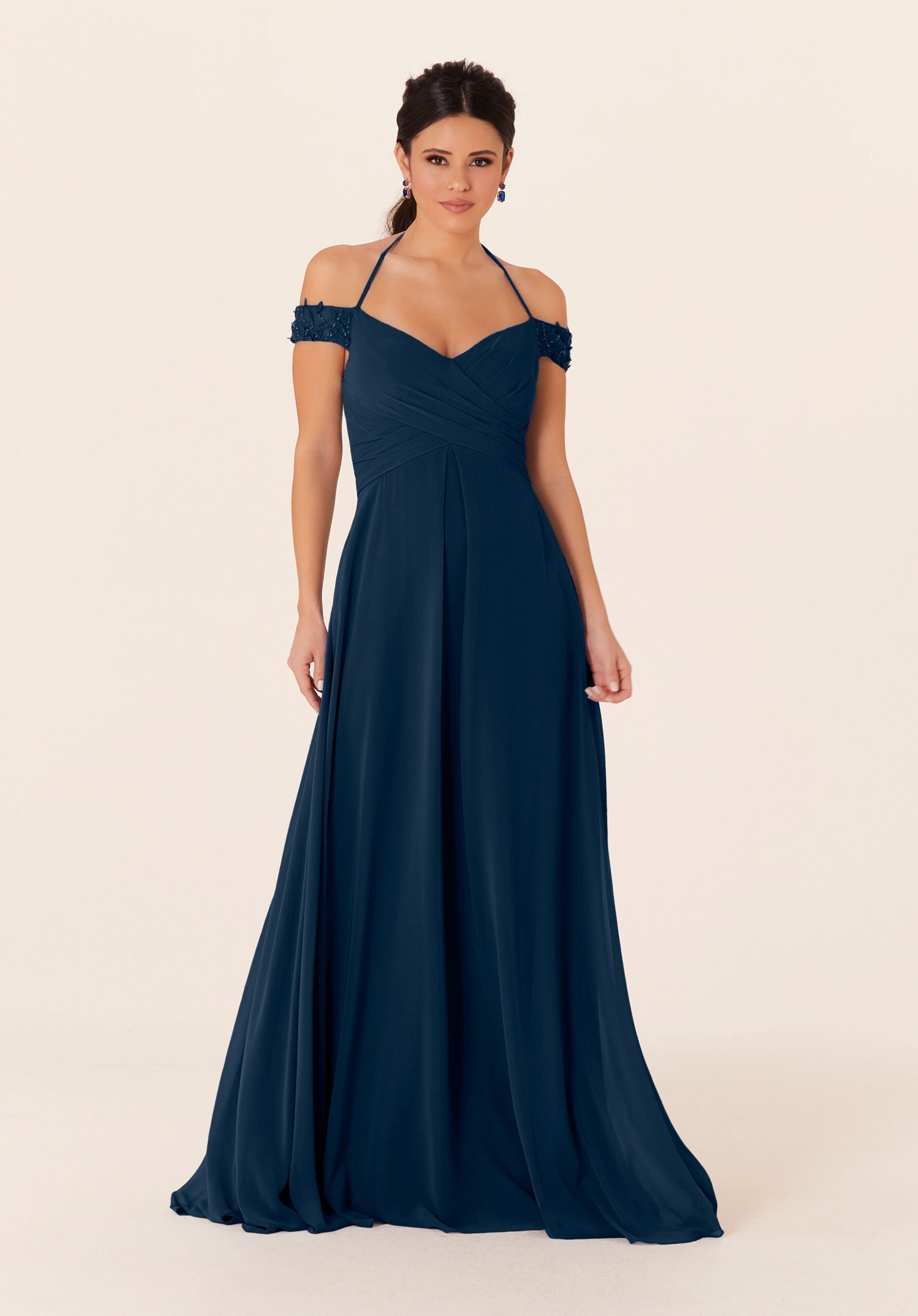 Formal Dresses Evening Long Formal Dress MGNY Madeline Gardner New York 21833 Navy