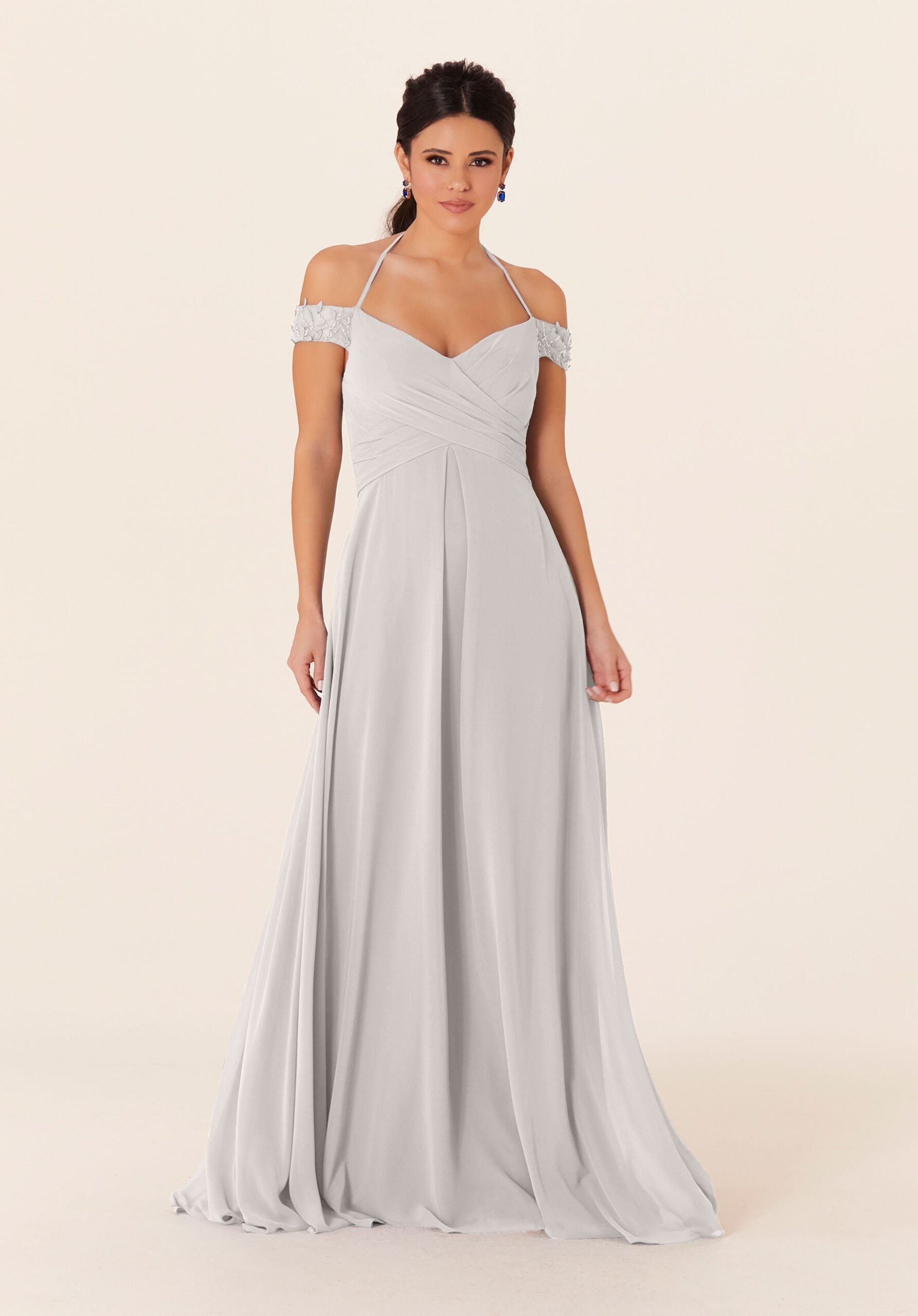 Formal Dresses Formal Long A Line Dress MGNY Madeline Gardner New York 21833 Silver