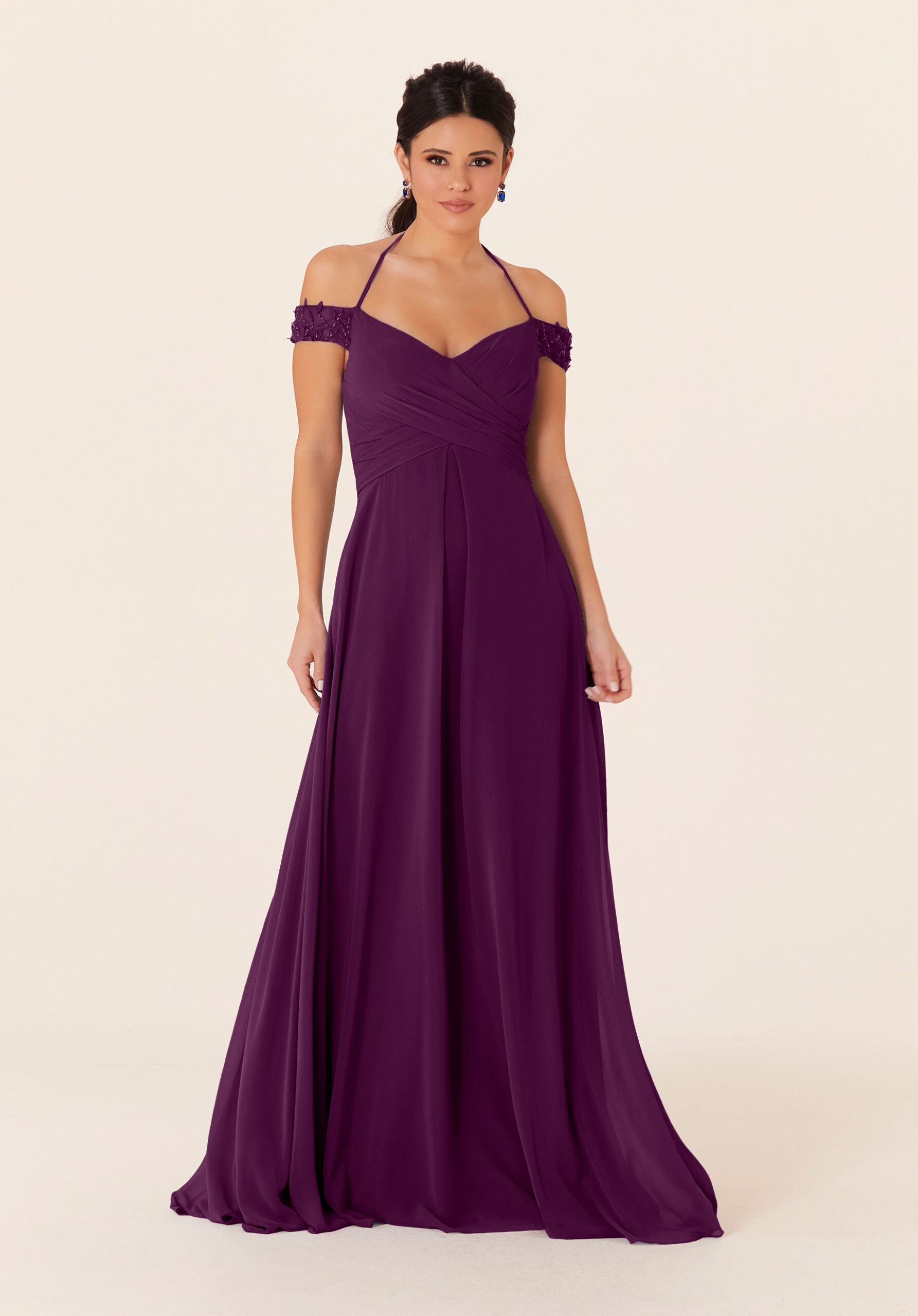 Formal Dresses Evening Long Formal Dress MGNY Madeline Gardner New York 21833 Eggplant