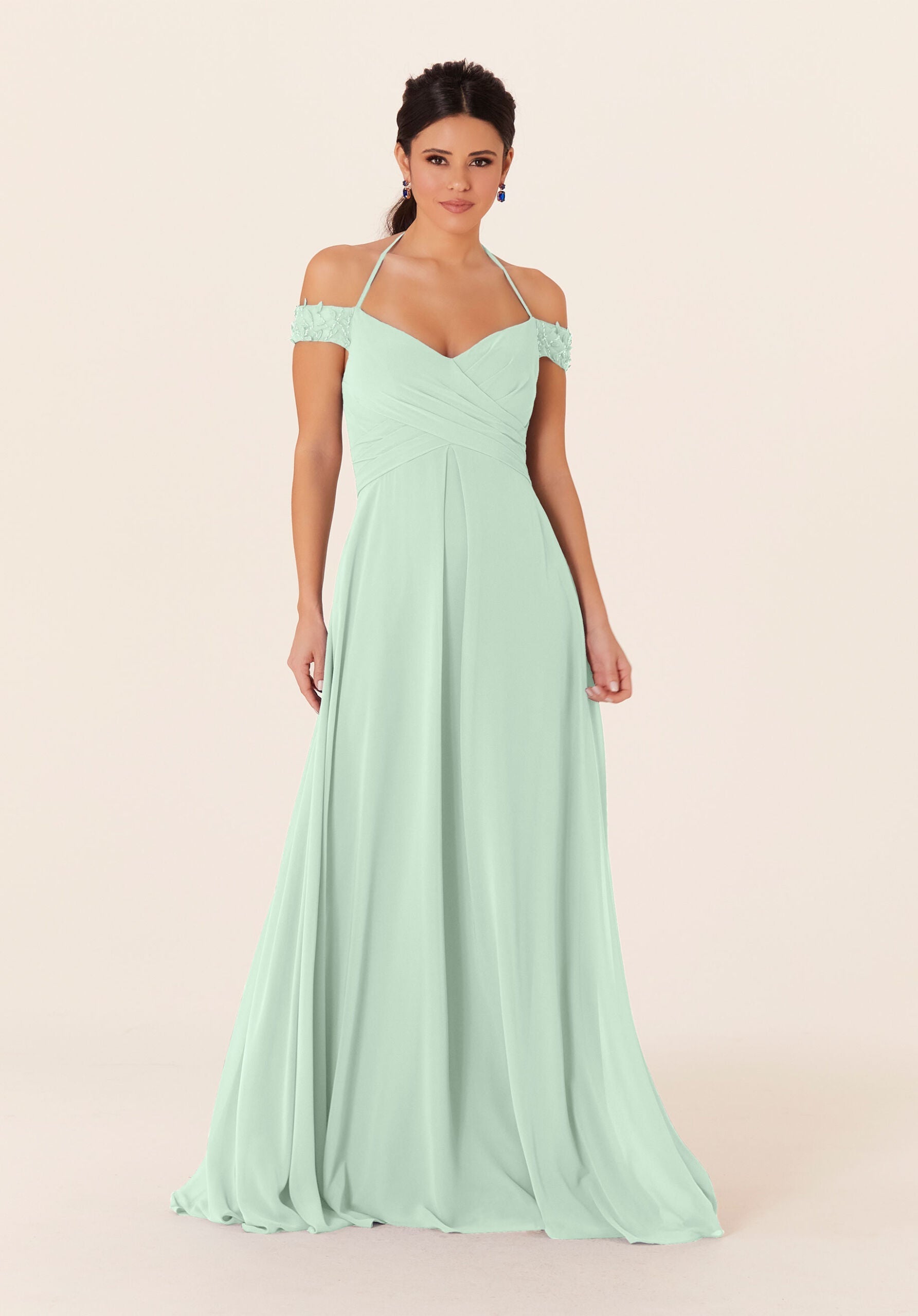 Formal Dresses Lace Long A Line Formal Dress MGNY Madeline Gardner New York 21833 Sea Glass