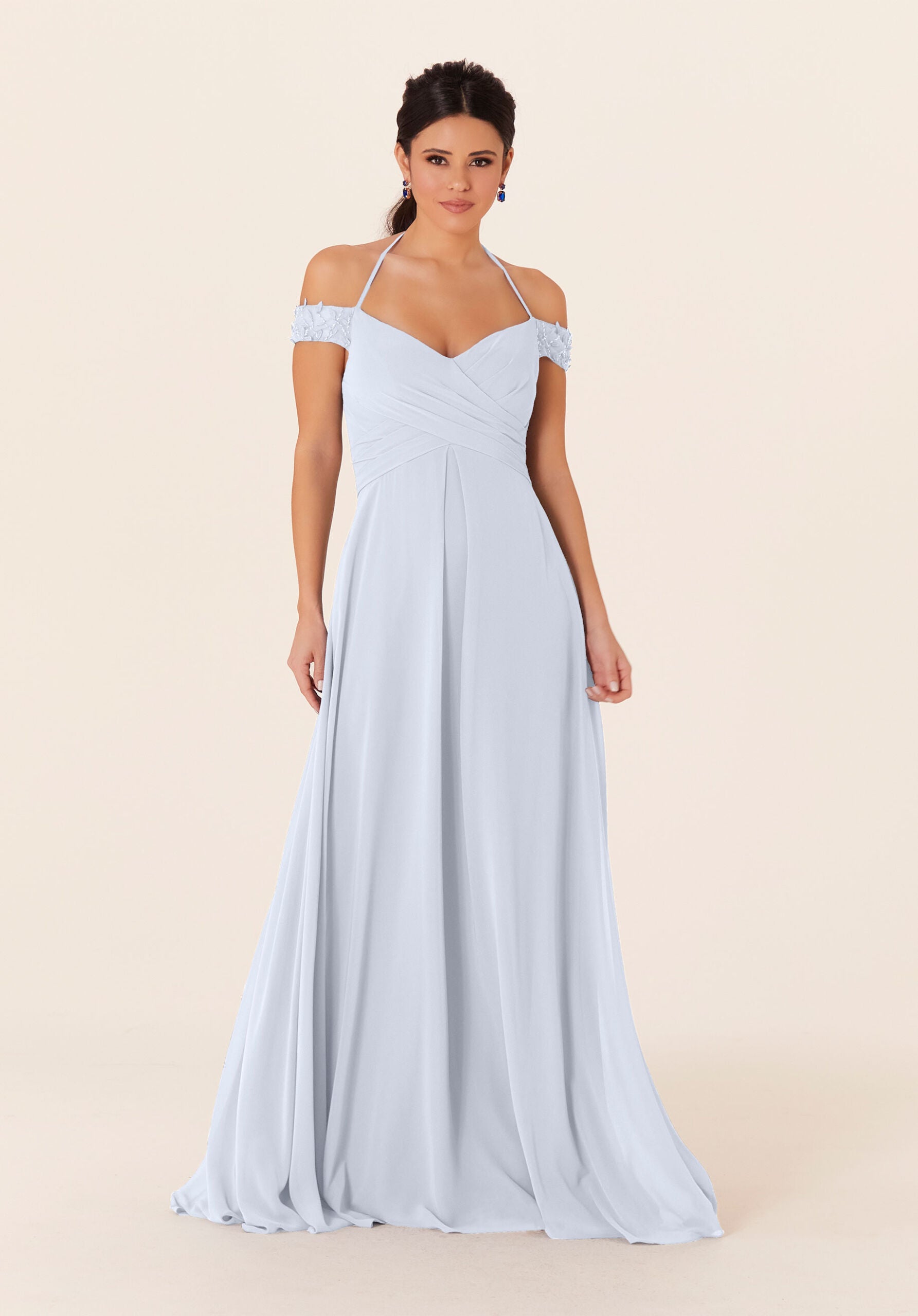 Formal Dresses Lace Long A Line Formal Dress MGNY Madeline Gardner New York 21833 Fog