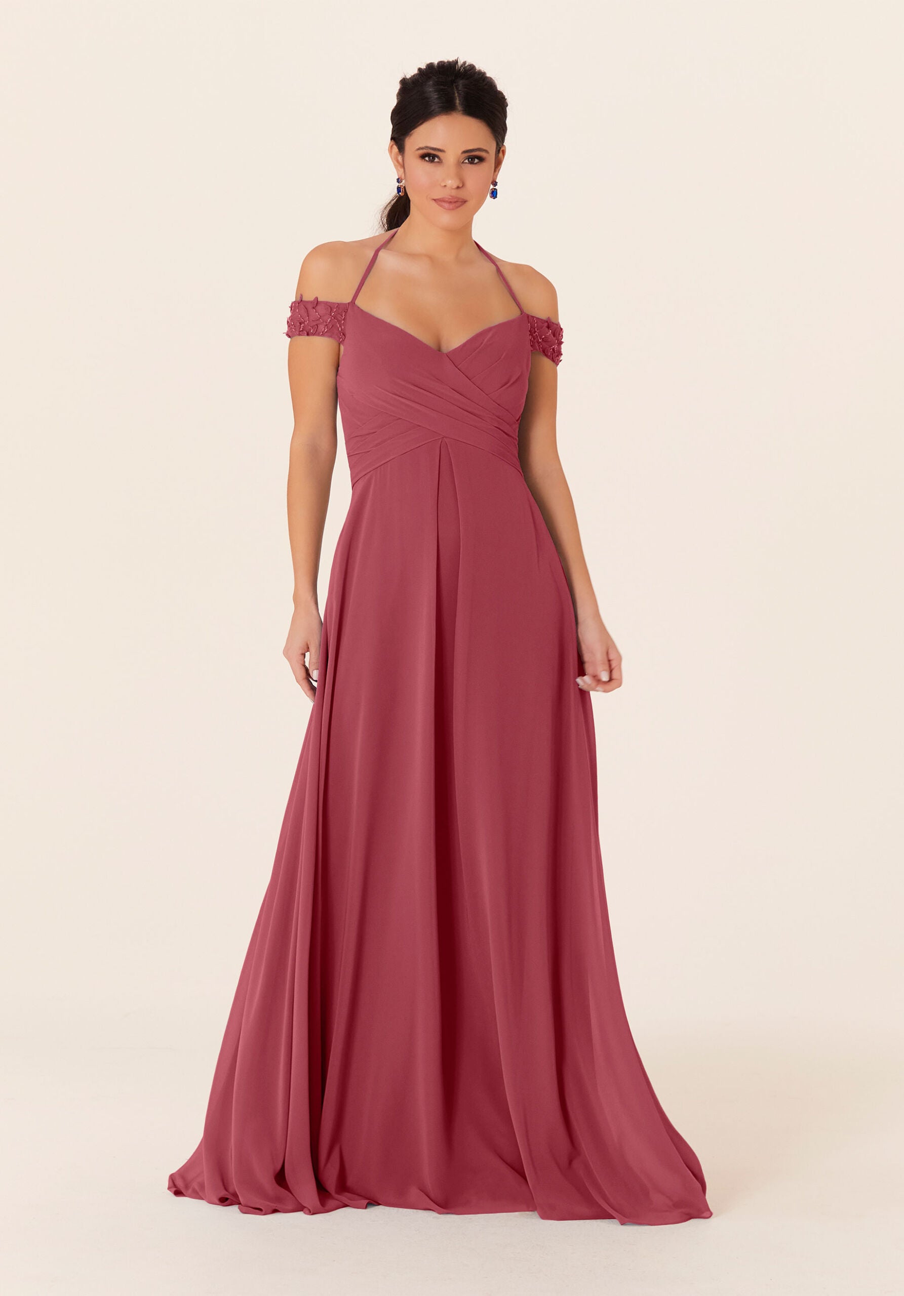 Formal Dresses Lace Long A Line Formal Dress MGNY Madeline Gardner New York 21833 Rosewood
