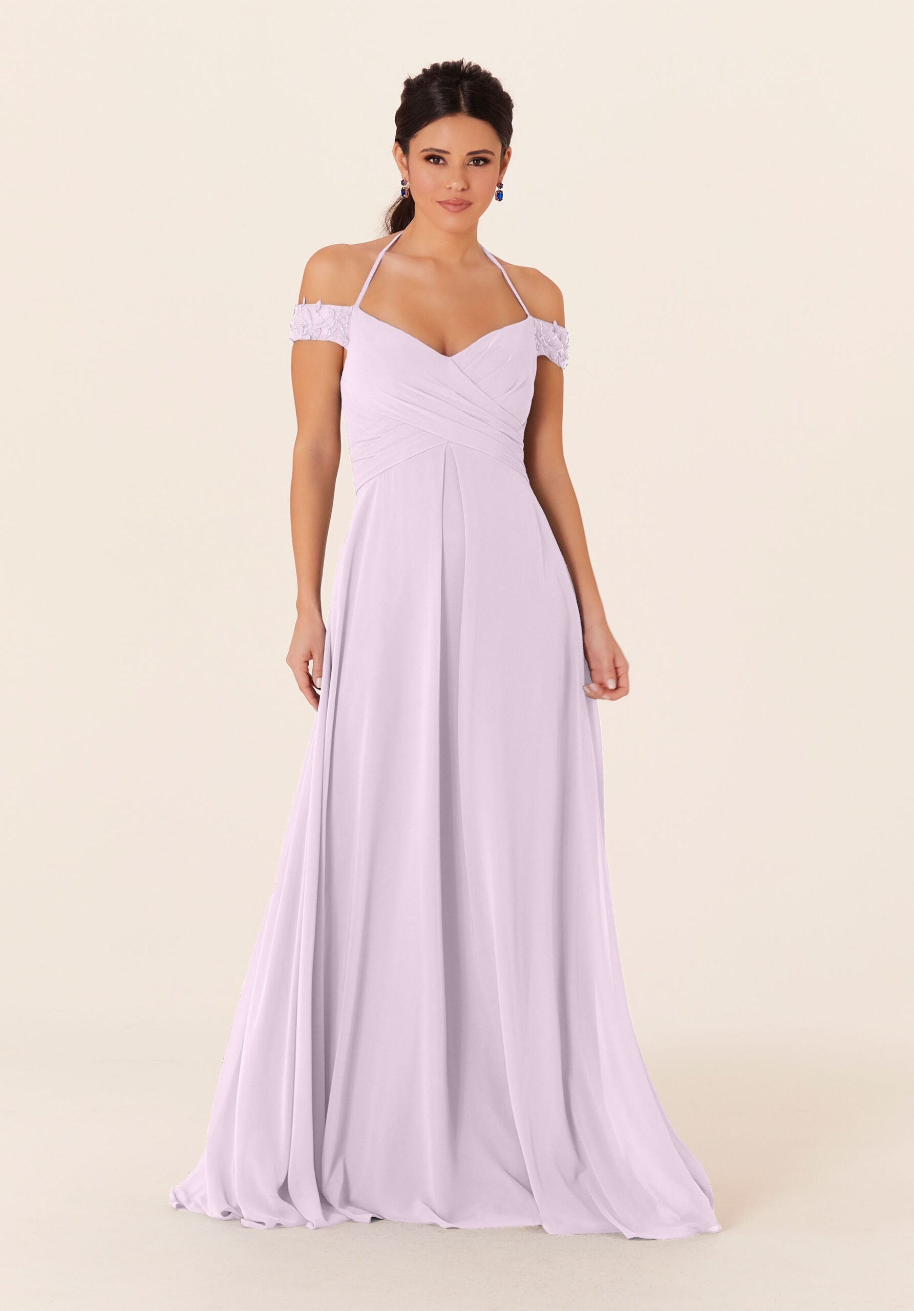 Formal Dresses Long Formal A Line Lace Dress MGNY Madeline Gardner New York 21833 Wisteria
