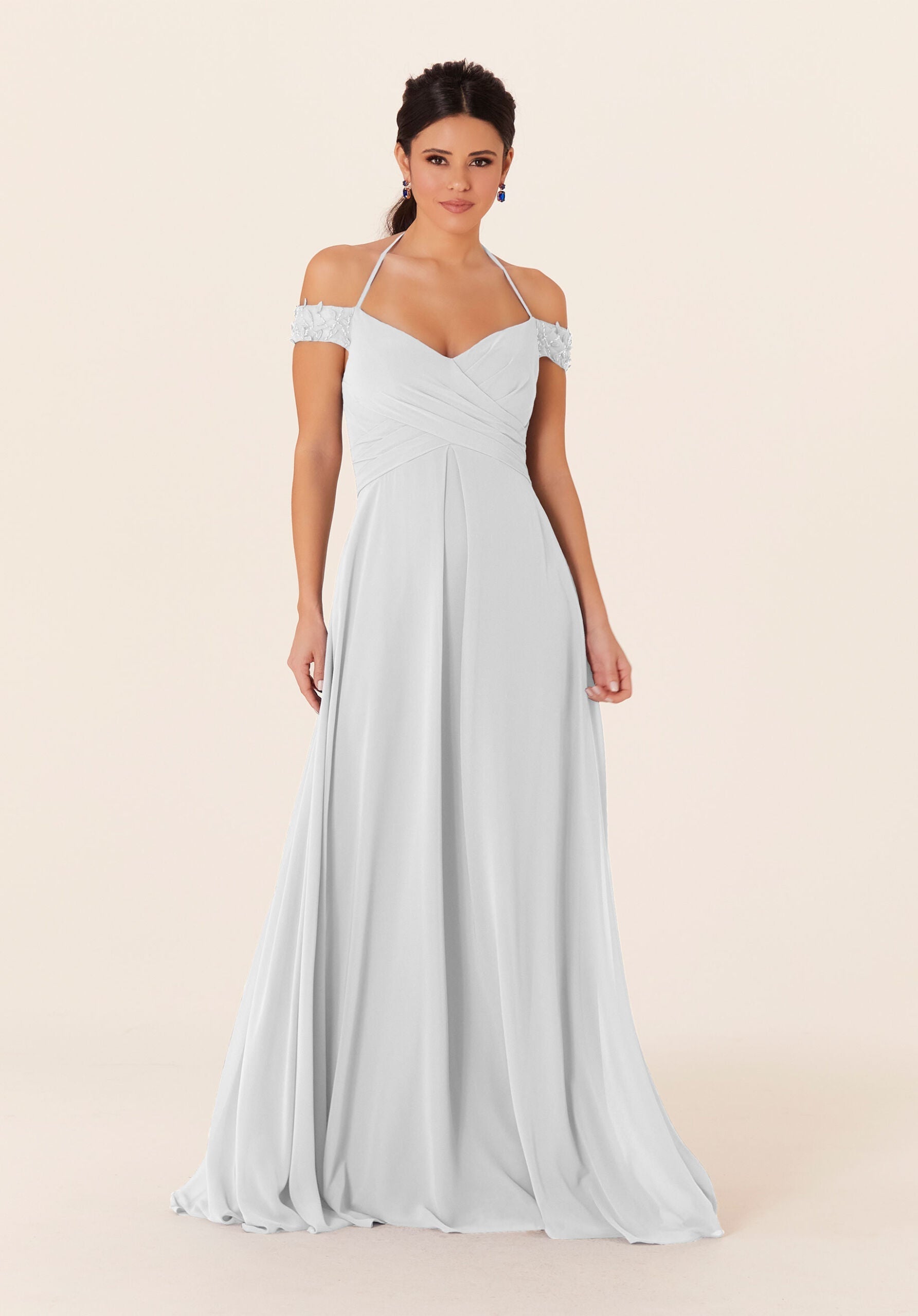 Wedding Dresses Pleated A Line Bridal Long Wedding Dress MGNY Madeline Gardner New York 21833 White