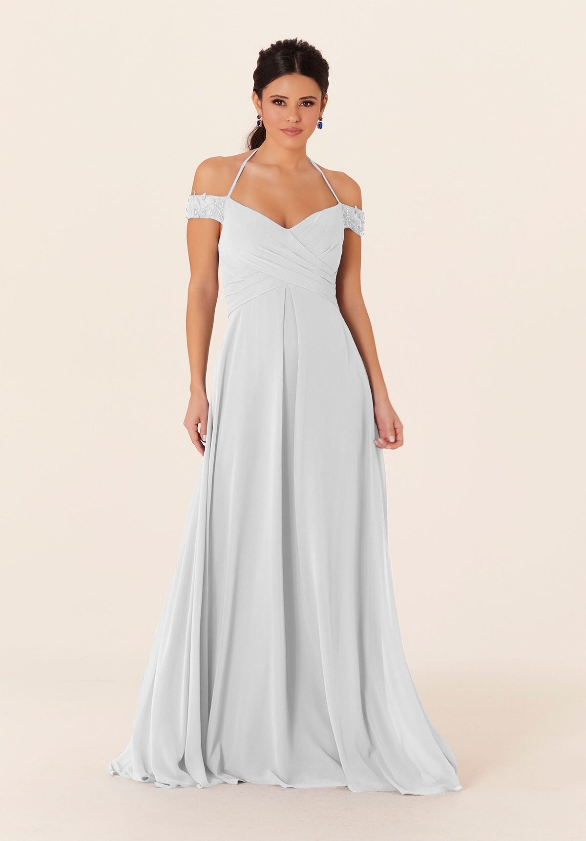Wedding Dresses Pleated A Line Bridal Long Wedding Dress MGNY Madeline Gardner New York 21833 White