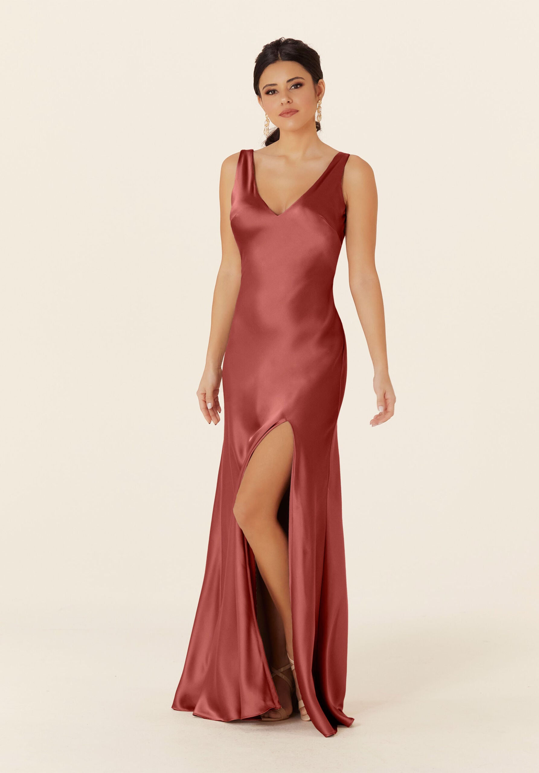 Formal Dresses Long Formal Evening Slit Dress MGNY Madeline Gardner New York 21835 Terracotta