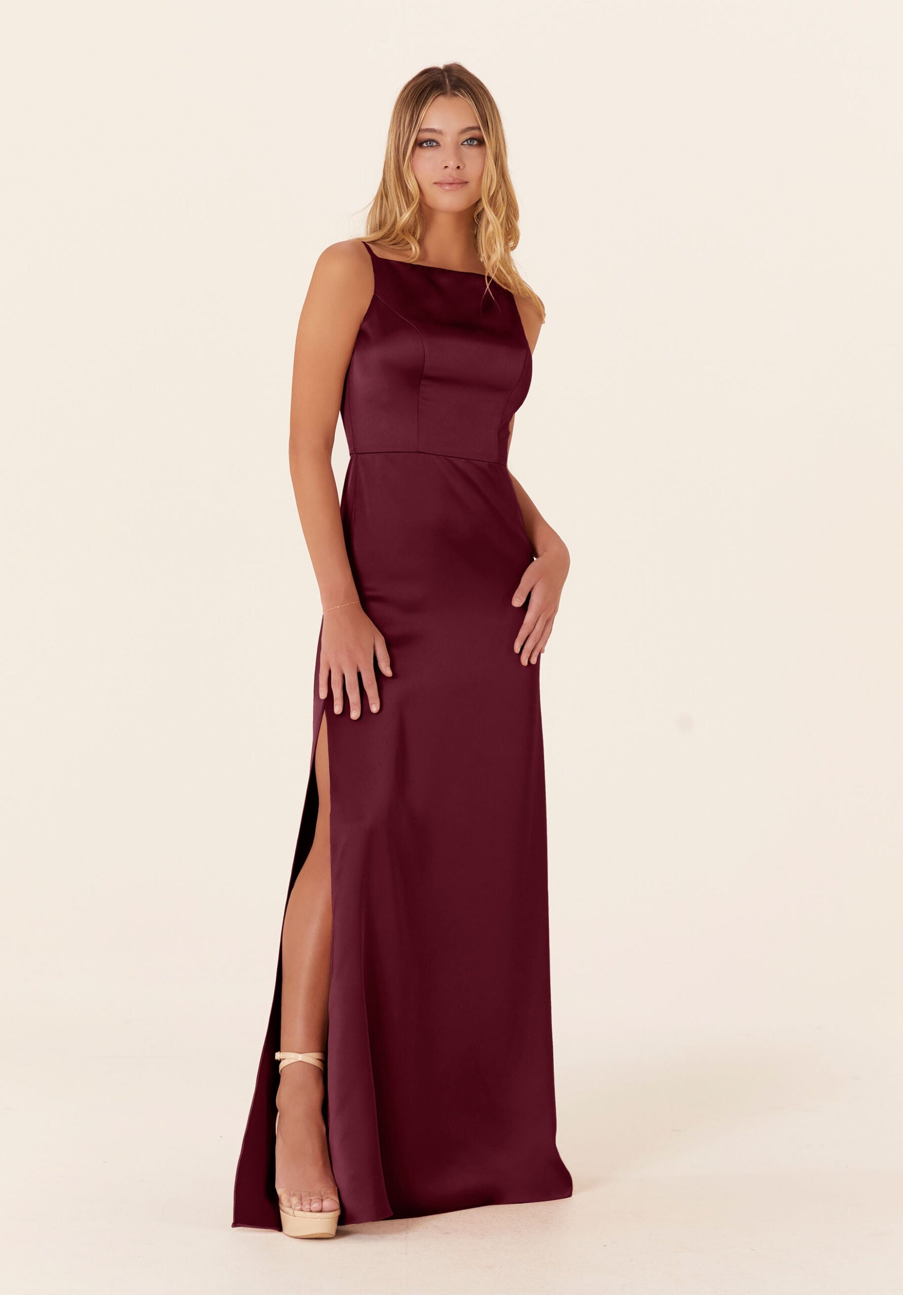 Formal Dresses Long Slit Formal Dress MGNY Madeline Gardner New York 21836 Bordeaux