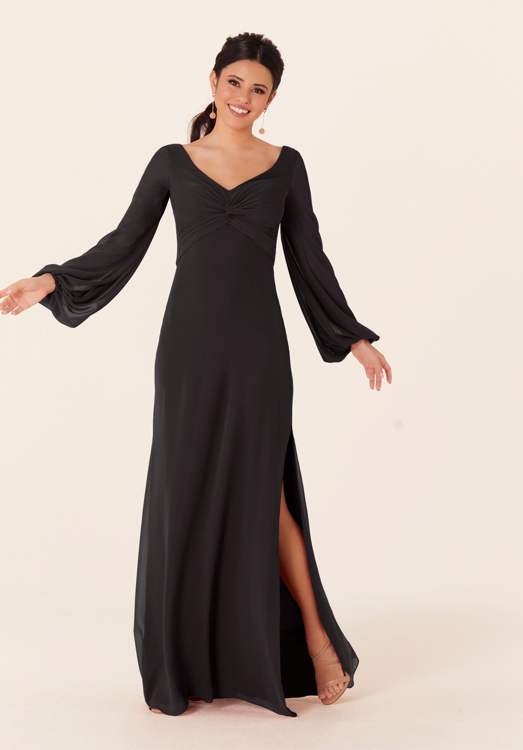 Mother of the Bride Dresses Formal Long Sleeve Dress MGNY Madeline Gardner New York 21837 Black
