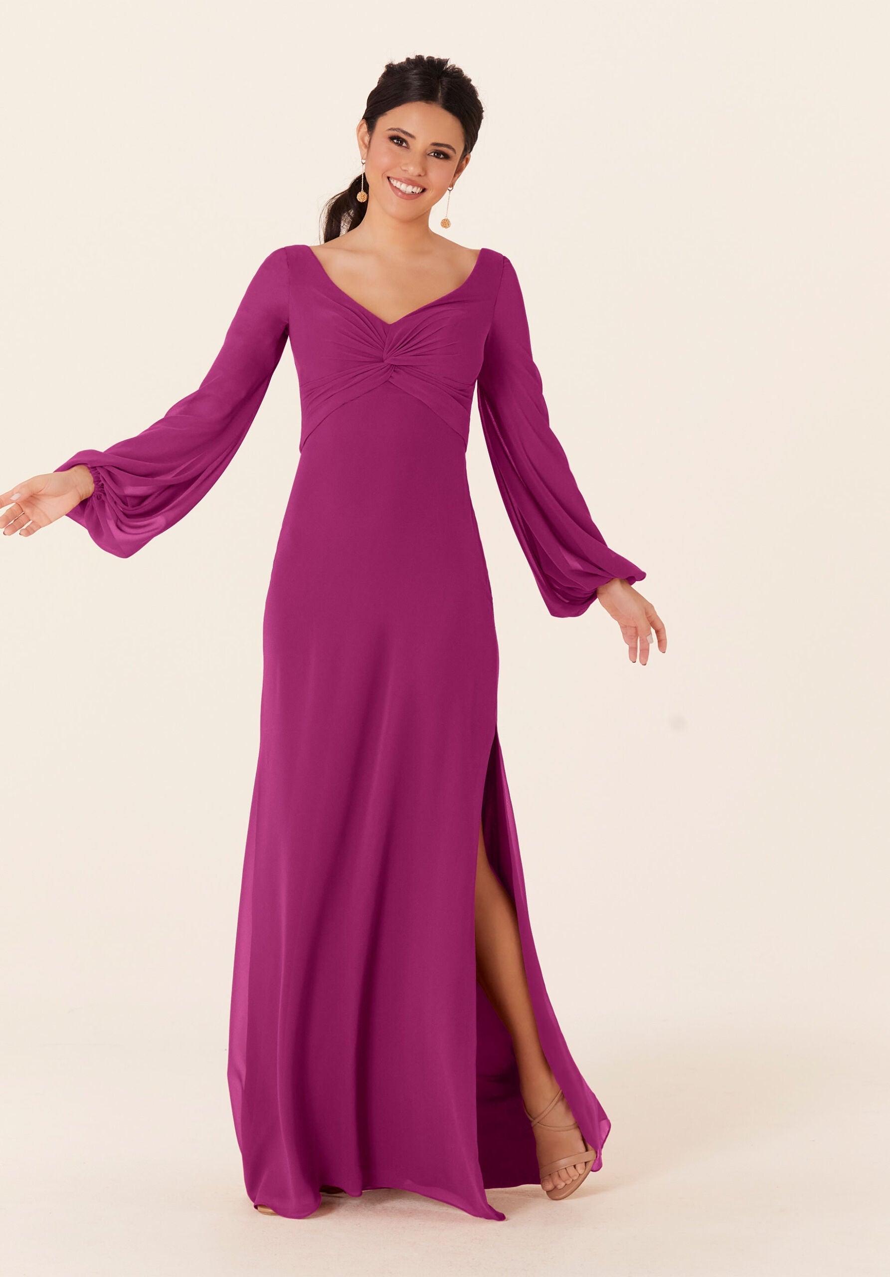 Mother of the Bride Dresses Formal Evening Long Sleeve Dress MGNY Madeline Gardner New York 21837 Berry