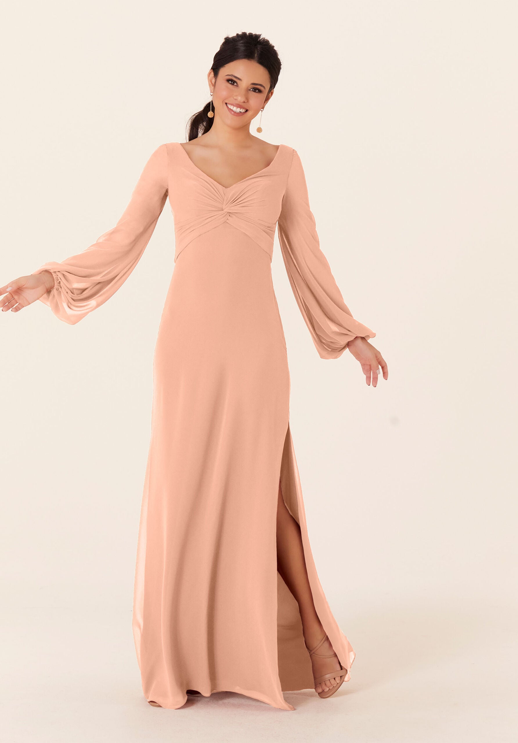 Mother of the Bride Dresses Long Sleeve Formal Dress MGNY Madeline Gardner New York 21837 Blush