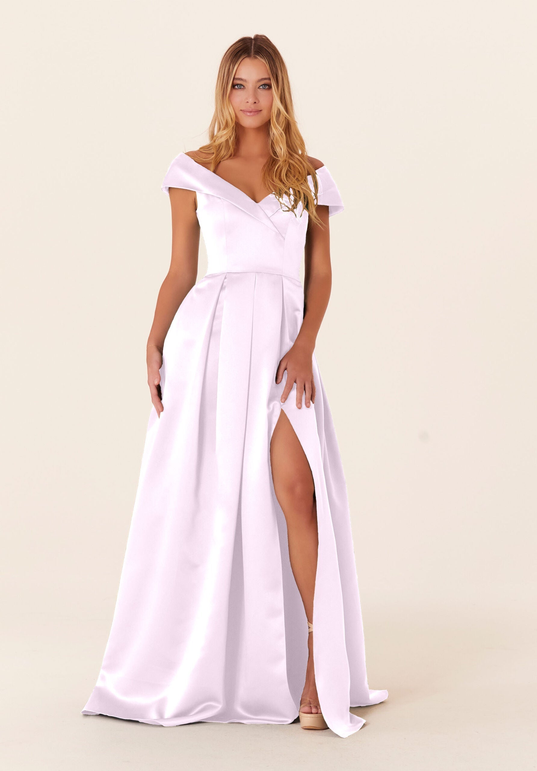 Formal Dresses Long Formal A Line Pleated Dress MGNY Madeline Gardner New York 21838 Wisteria