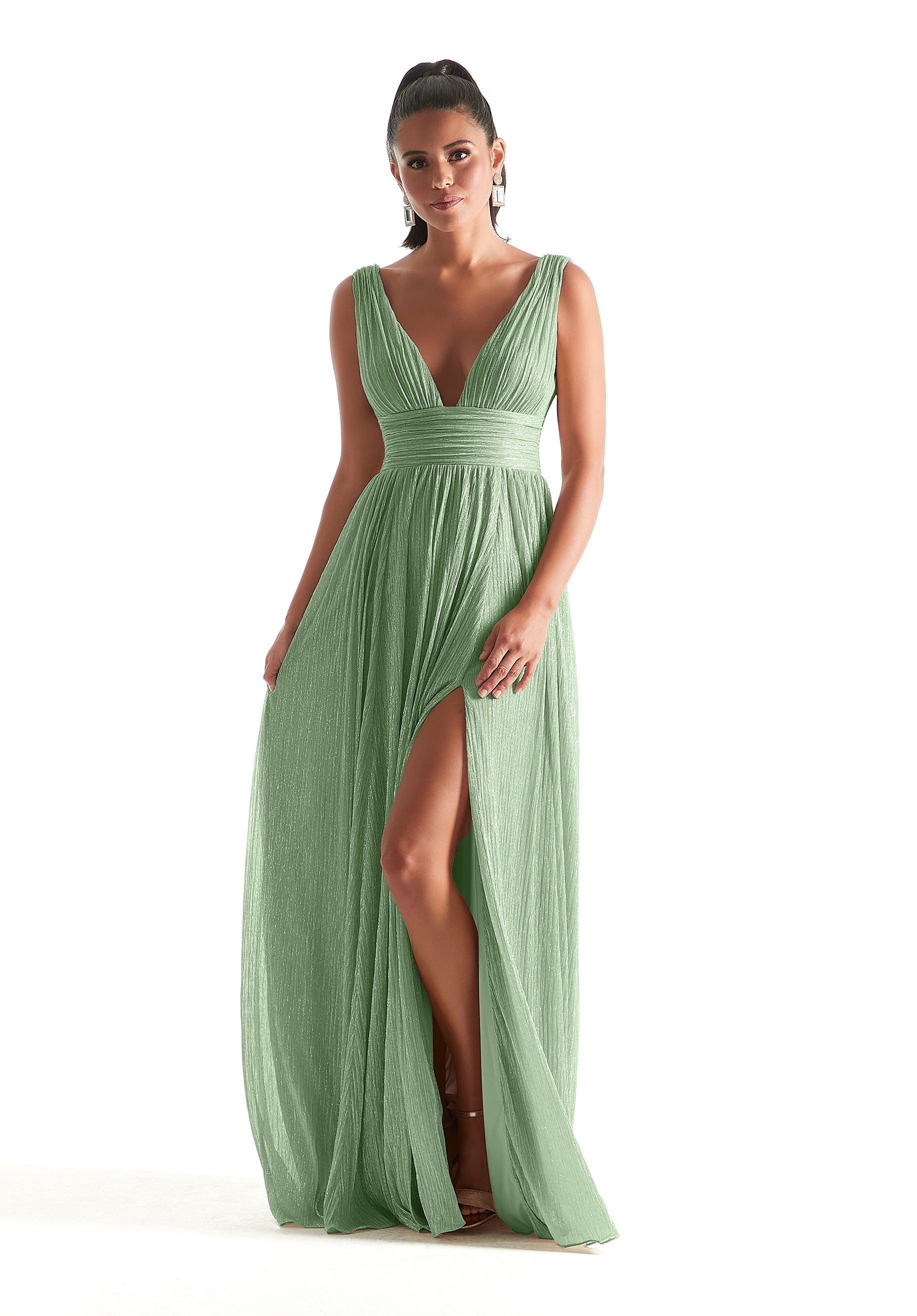 Prom Dresses Pleated A Line Long Formal Prom Dress Celadon