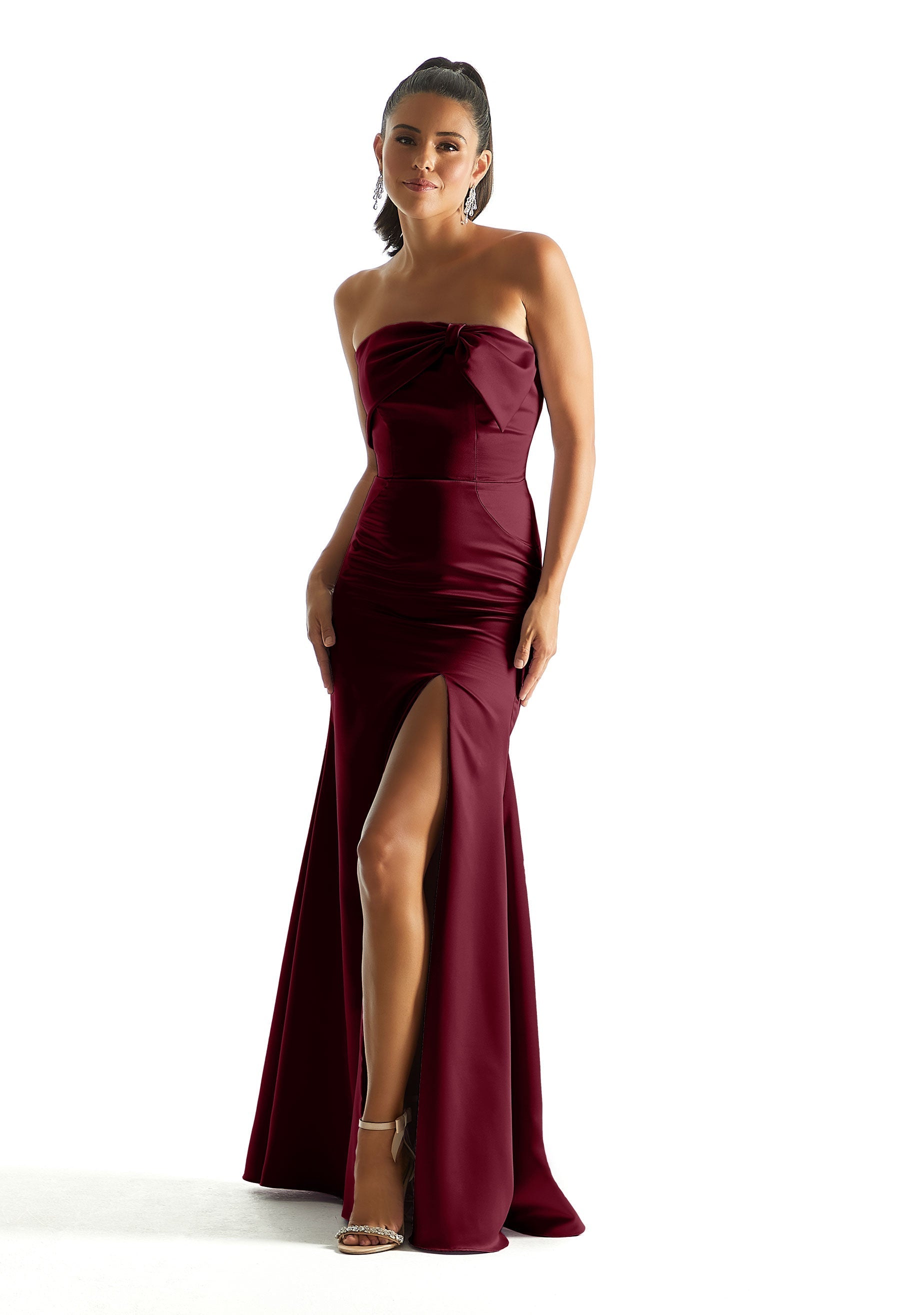 Formal Dresses Fitted Formal Long Dress MGNY Madeline Gardner New York 21844 Bordeaux