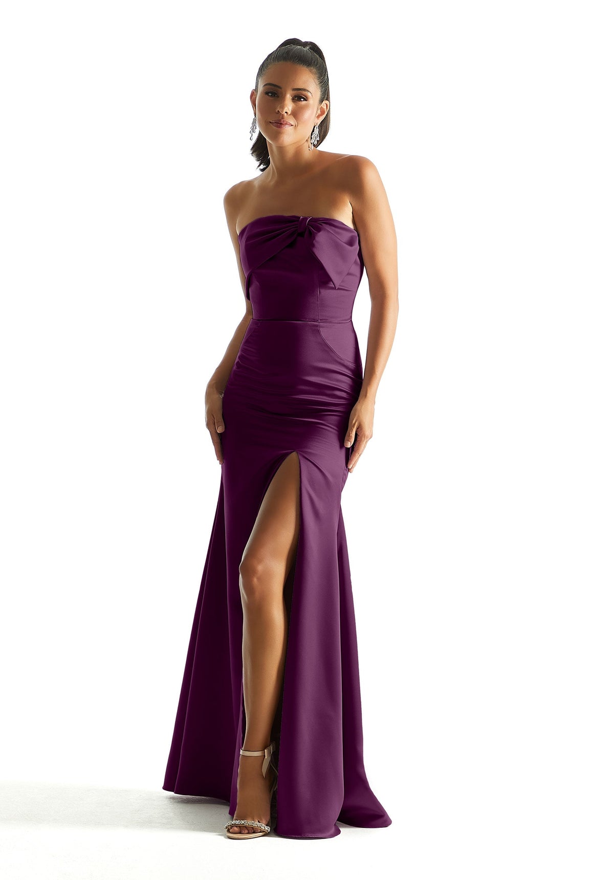 Formal Dresses Long Formal Evening Fitted Dress MGNY Madeline Gardner New York 21844 Eggplant