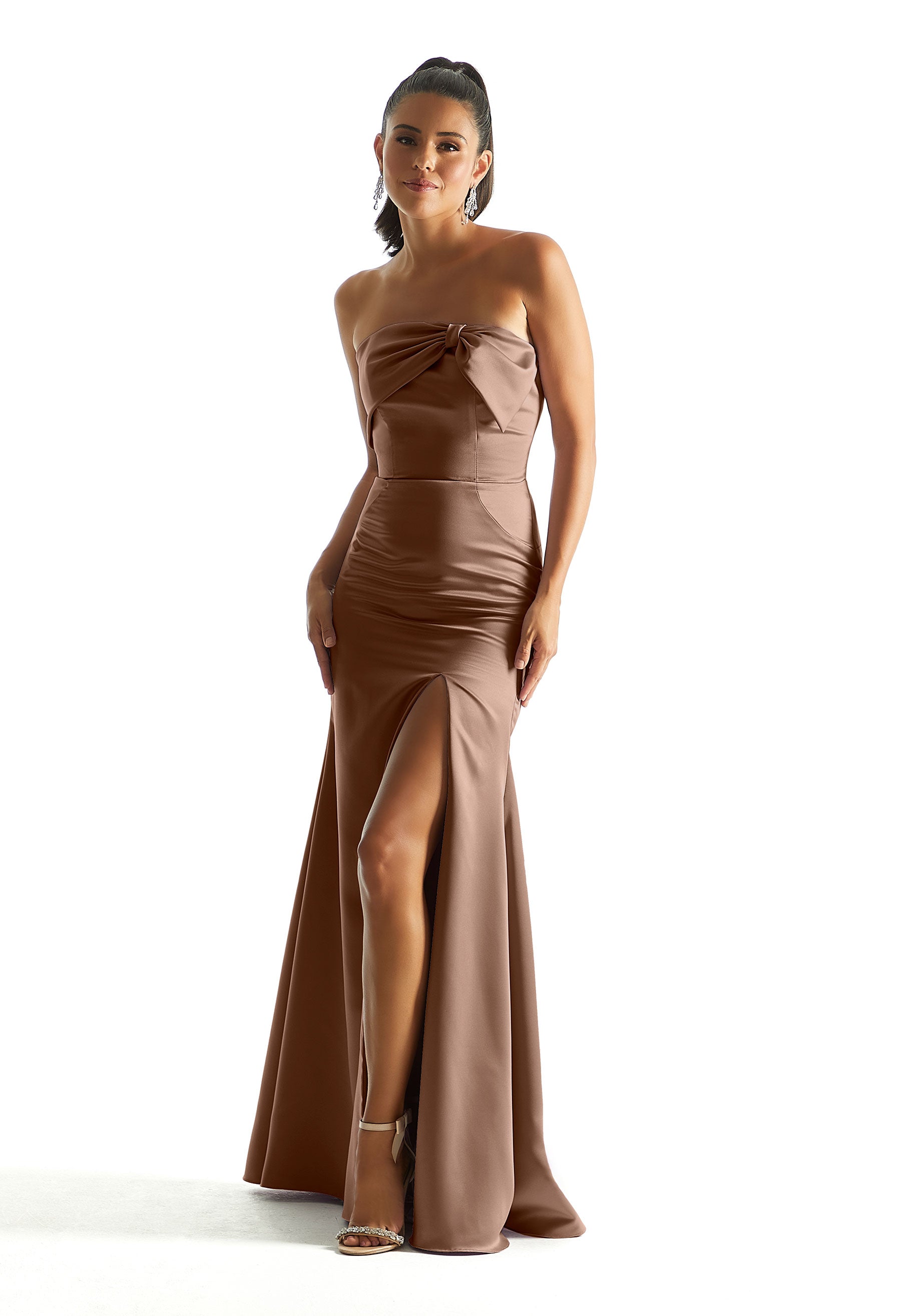 Formal Dresses Long Formal Evening Fitted Dress MGNY Madeline Gardner New York 21844 Fawn