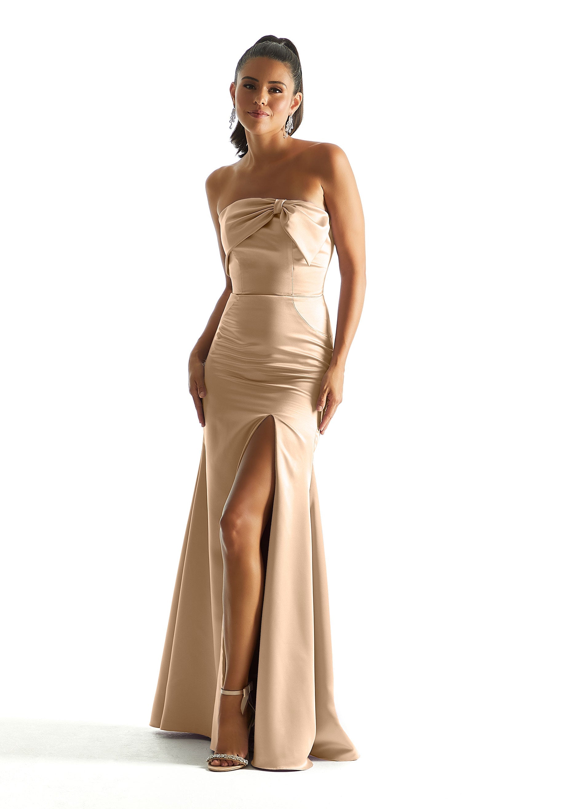 Formal Dresses Fitted Formal Long Dress MGNY Madeline Gardner New York 21844 Champagne