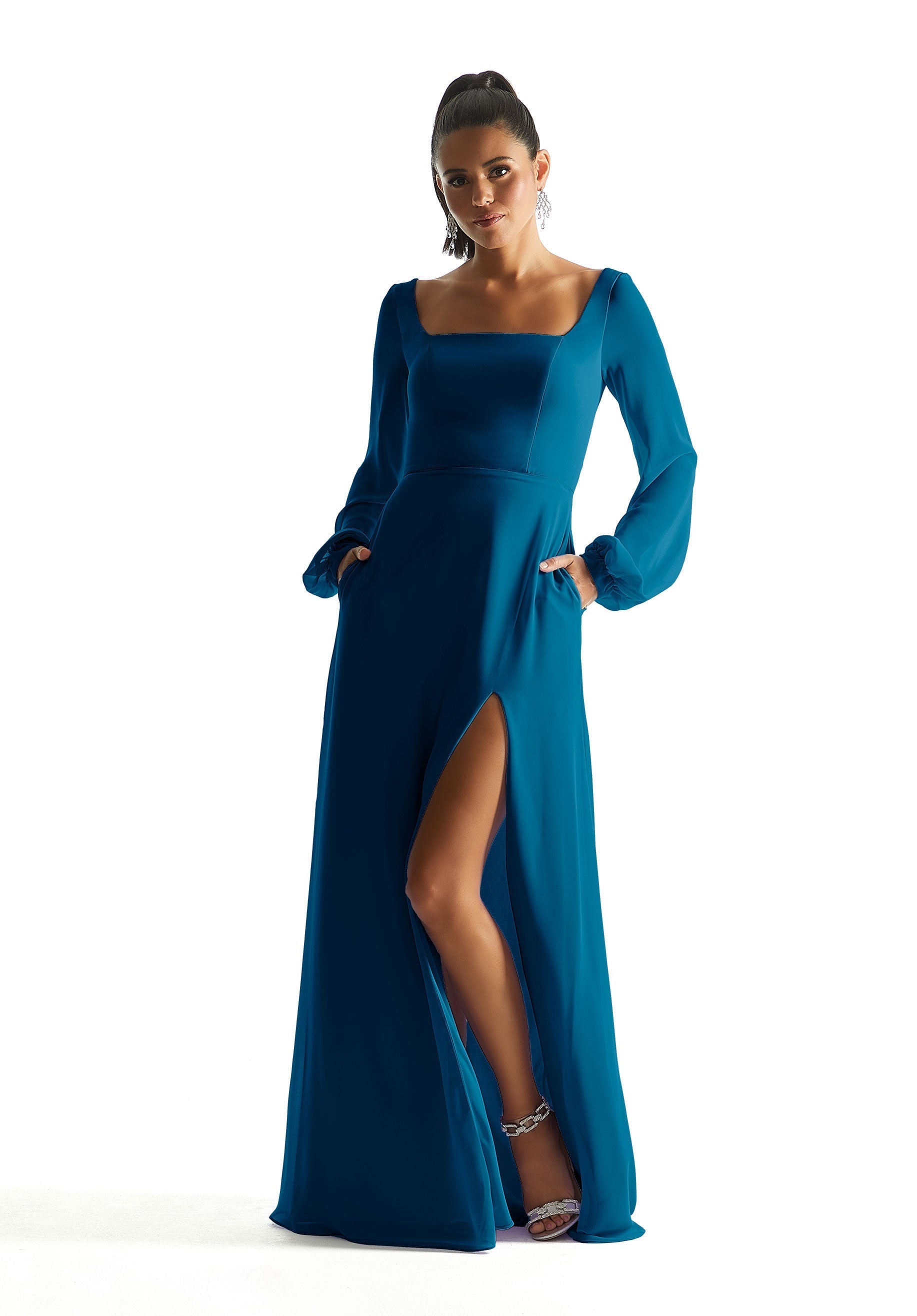 Formal Dresses Long Sleeve Evening Formal Dress MGNY Madeline Gardner New York 21845 Marine