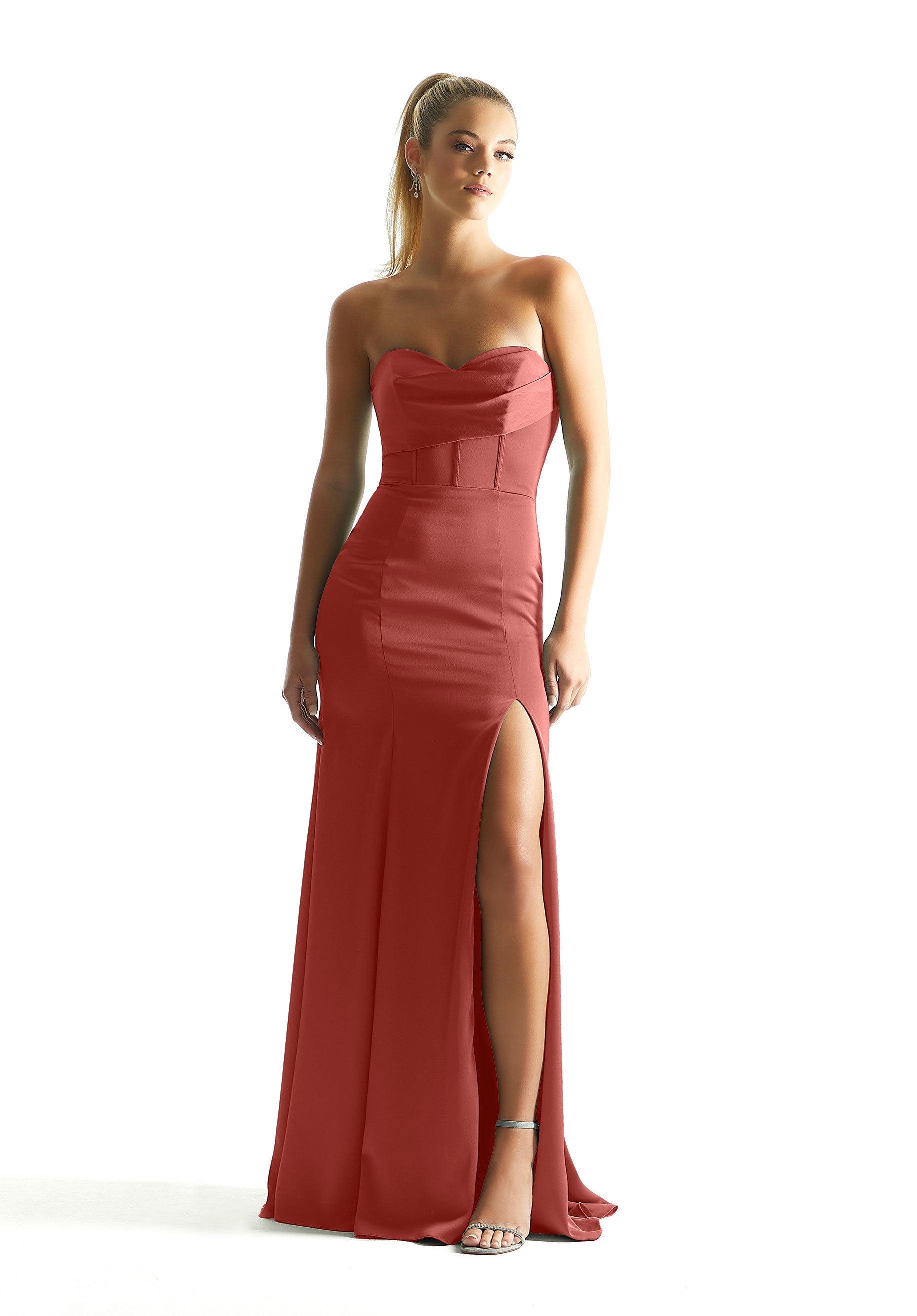 Formal Dresses Long Corset Formal Dress MGNY Madeline Gardner New York 21847 Terra Cotta