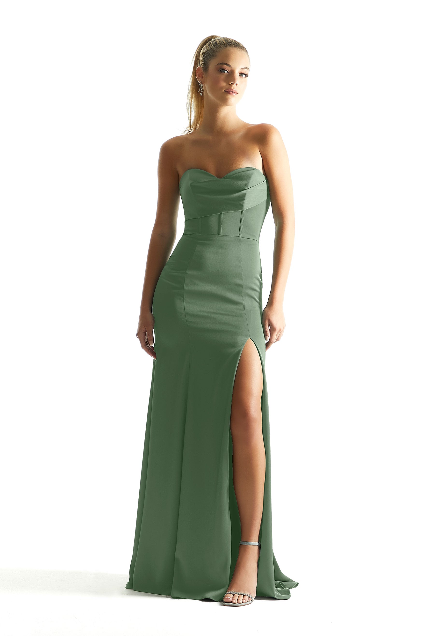 Formal Dresses Long Formal Corset Dress MGNY Madeline Gardner New York 21847 Moss