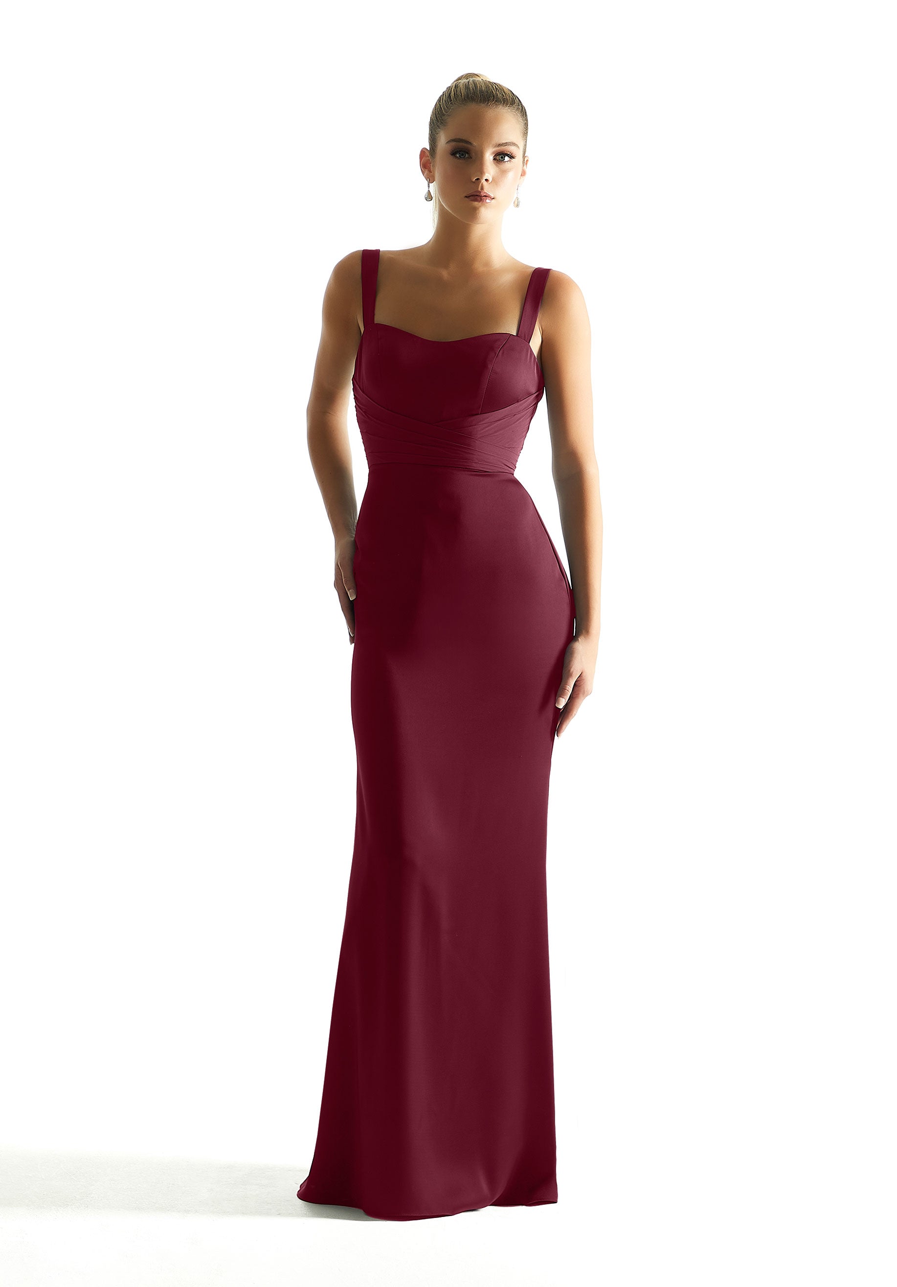 Formal Dresses Long Formal Slit Fitted Dress MGNY Madeline Gardner New York 21850 Bordeaux