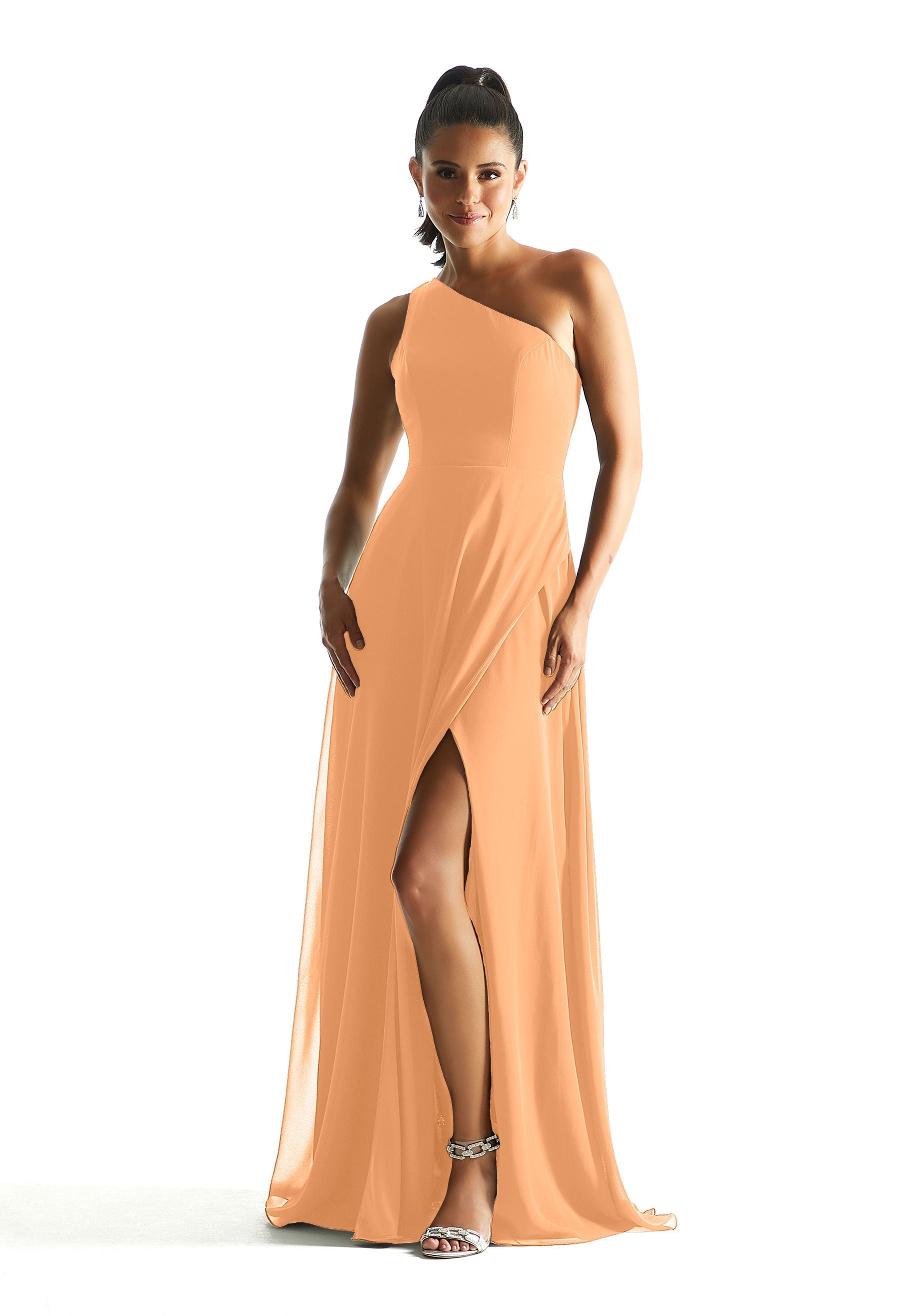 Formal Dresses A Line Long Formal Slit Evening Dress MGNY Madeline Gardner New York 21851 Sorbet