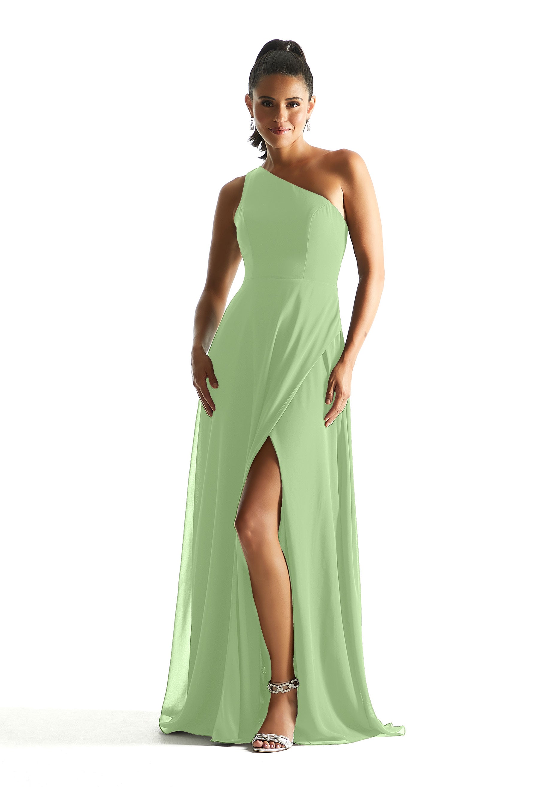 Formal Dresses A Line Long Formal Slit Dress MGNY Madeline Gardner New York 21851 Sage