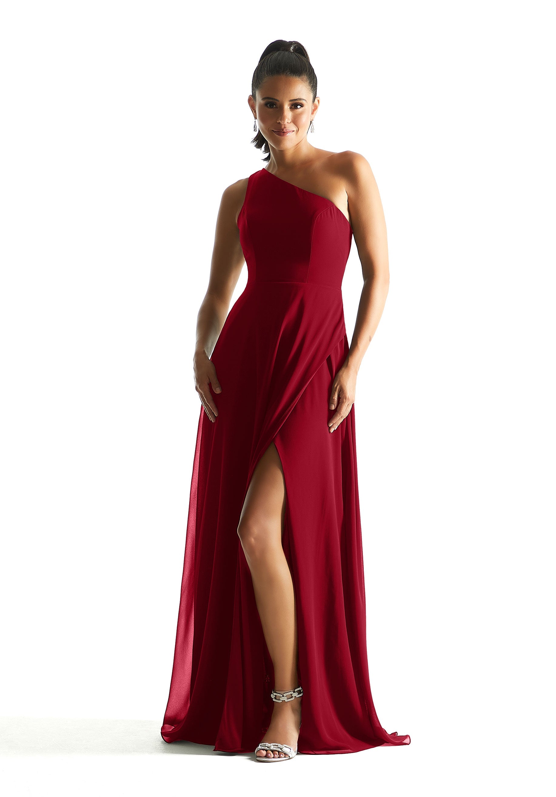 Formal Dresses Long Formal Slit A Line Dress MGNY Madeline Gardner New York 21851 Claret