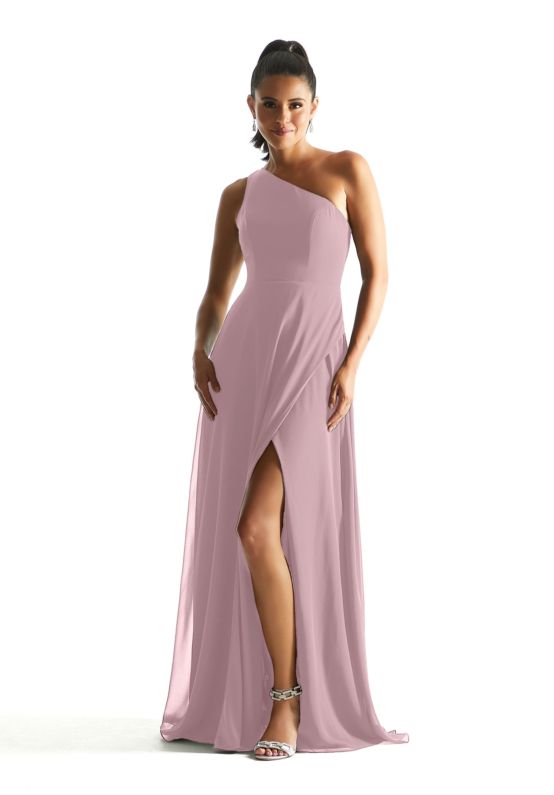 Formal Dresses A Line Slit Long Formal Evening Dress MGNY Madeline Gardner New York 21851 French Lilac