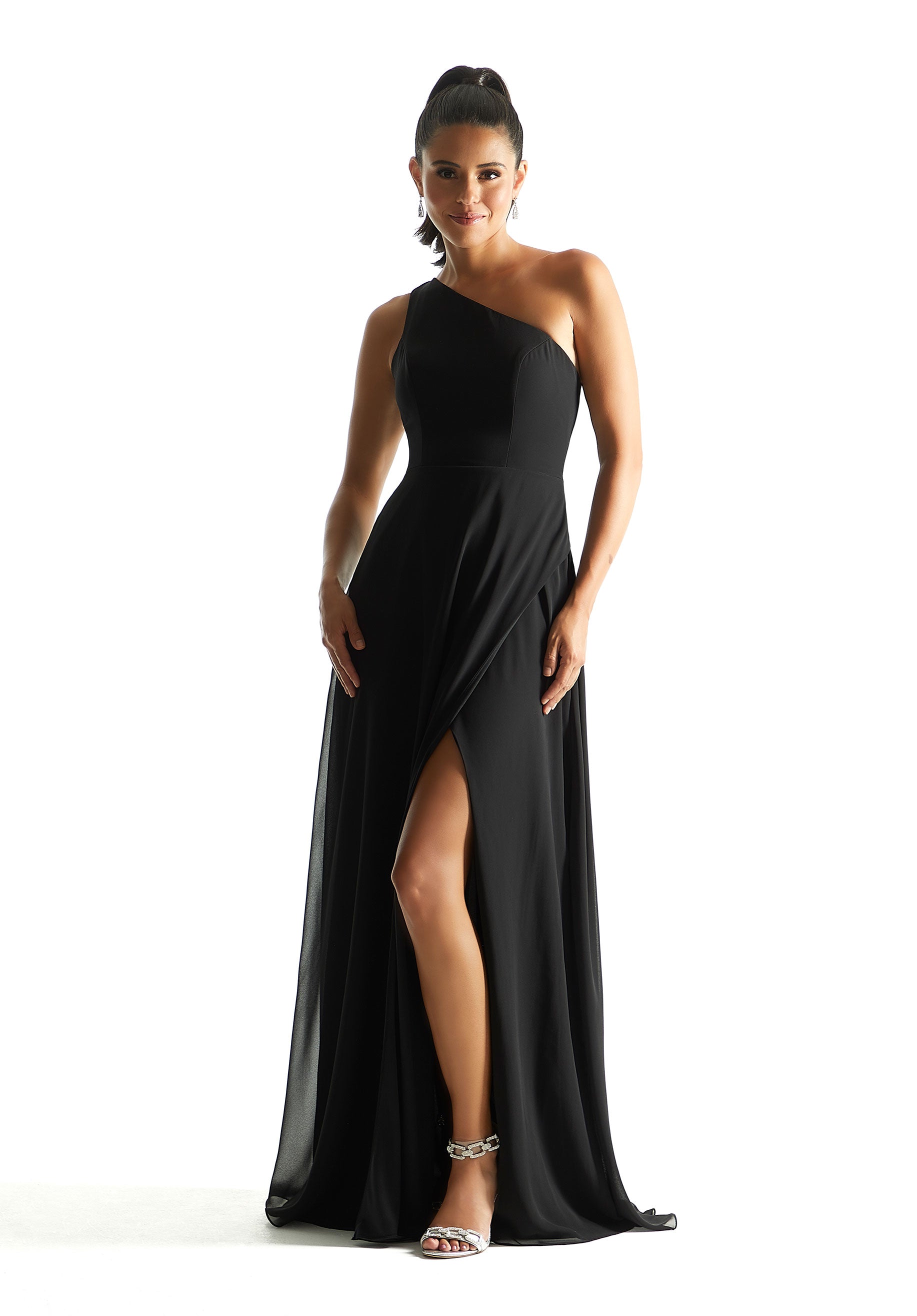 Formal Dresses A Line Slit Long Formal Dress MGNY Madeline Gardner New York 21851 Black