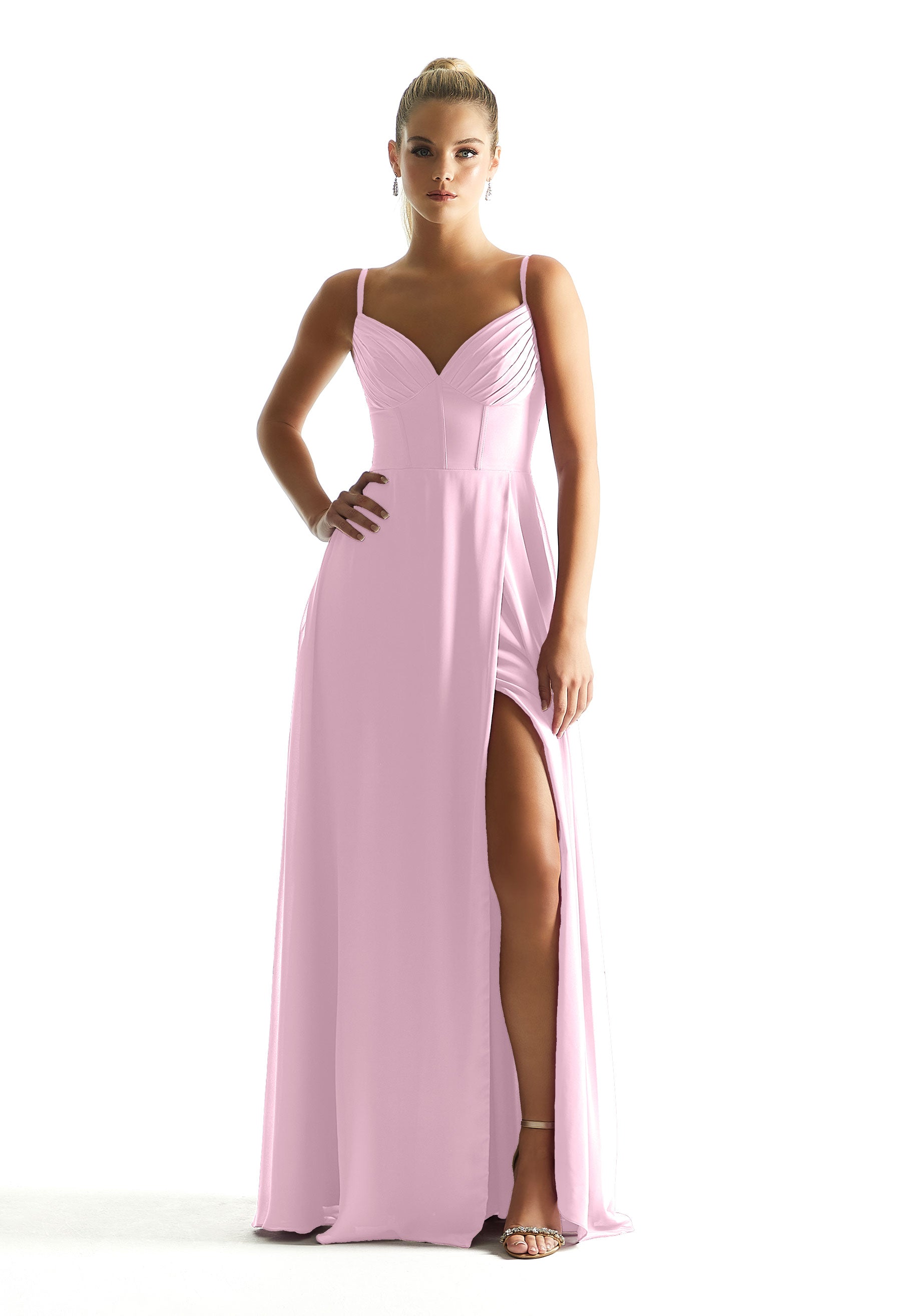 Formal Dresses Long Formal Pleated Corset A Line Dress MGNY Madeline Gardner New York 21853 Blossom