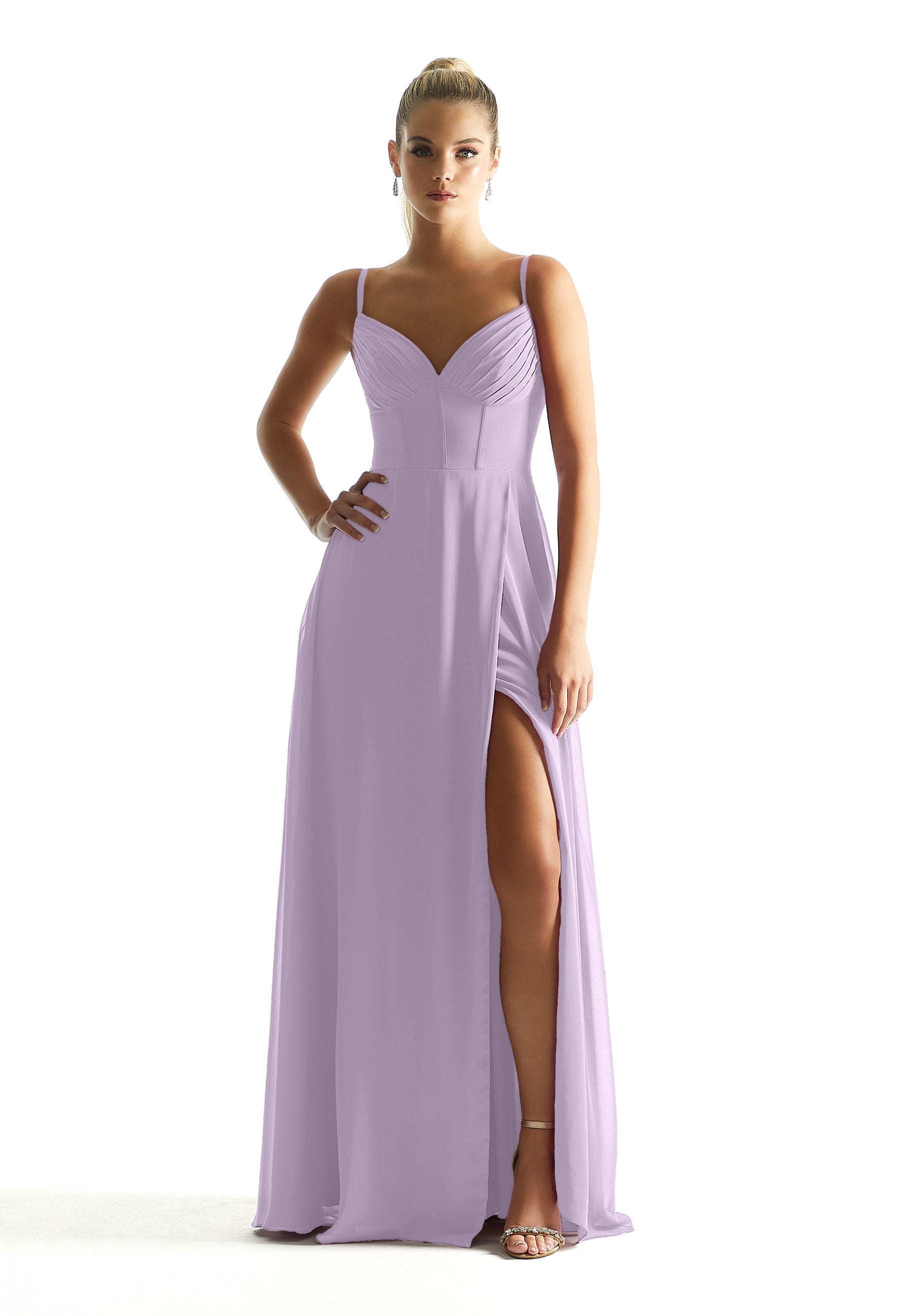Formal Dresses Long Pleated A Line Formal Corset Dress MGNY Madeline Gardner New York 21853 Violet