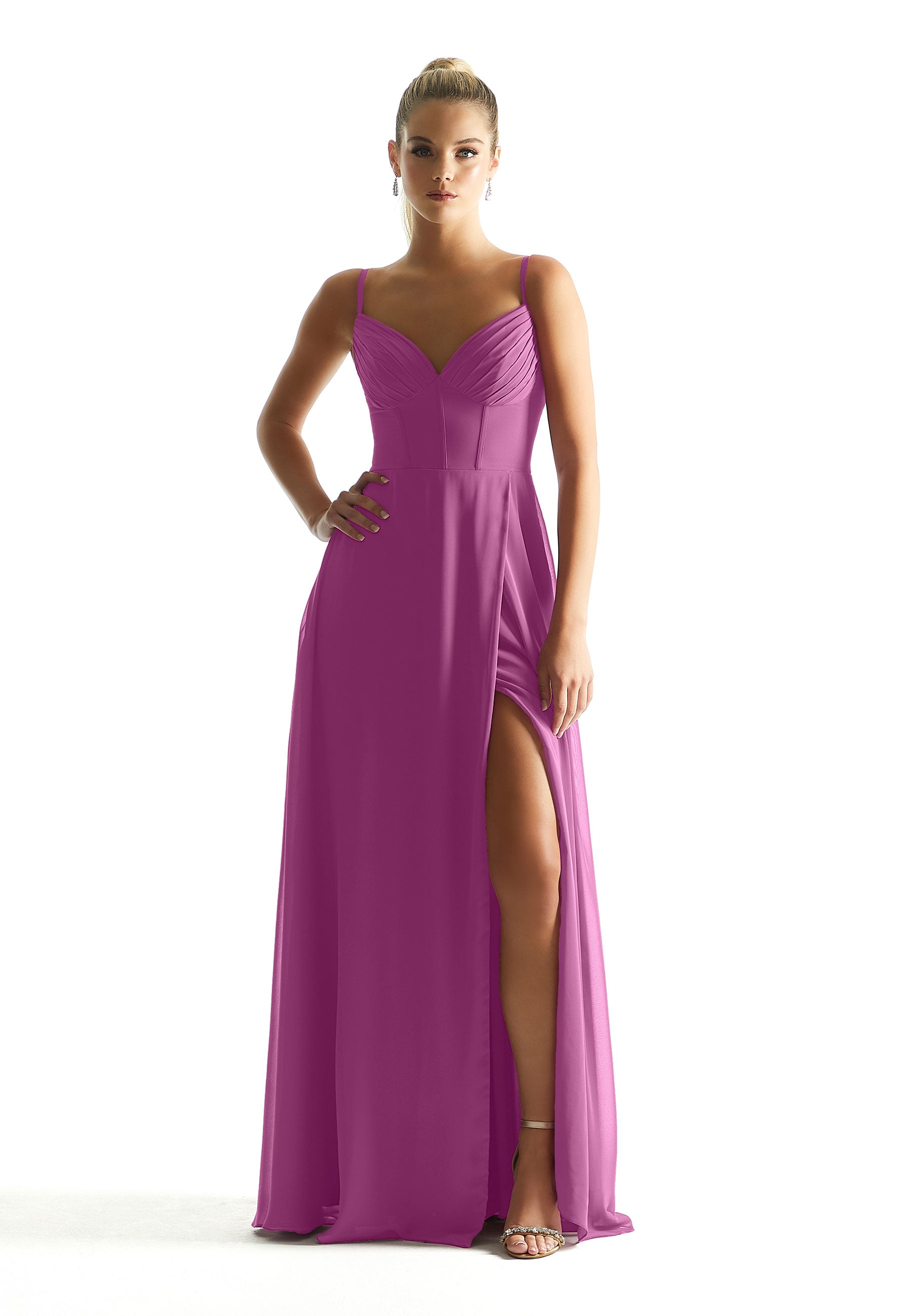 Formal Dresses Long Pleated Formal A Line Corset Dress MGNY Madeline Gardner New York 21853 Primrose
