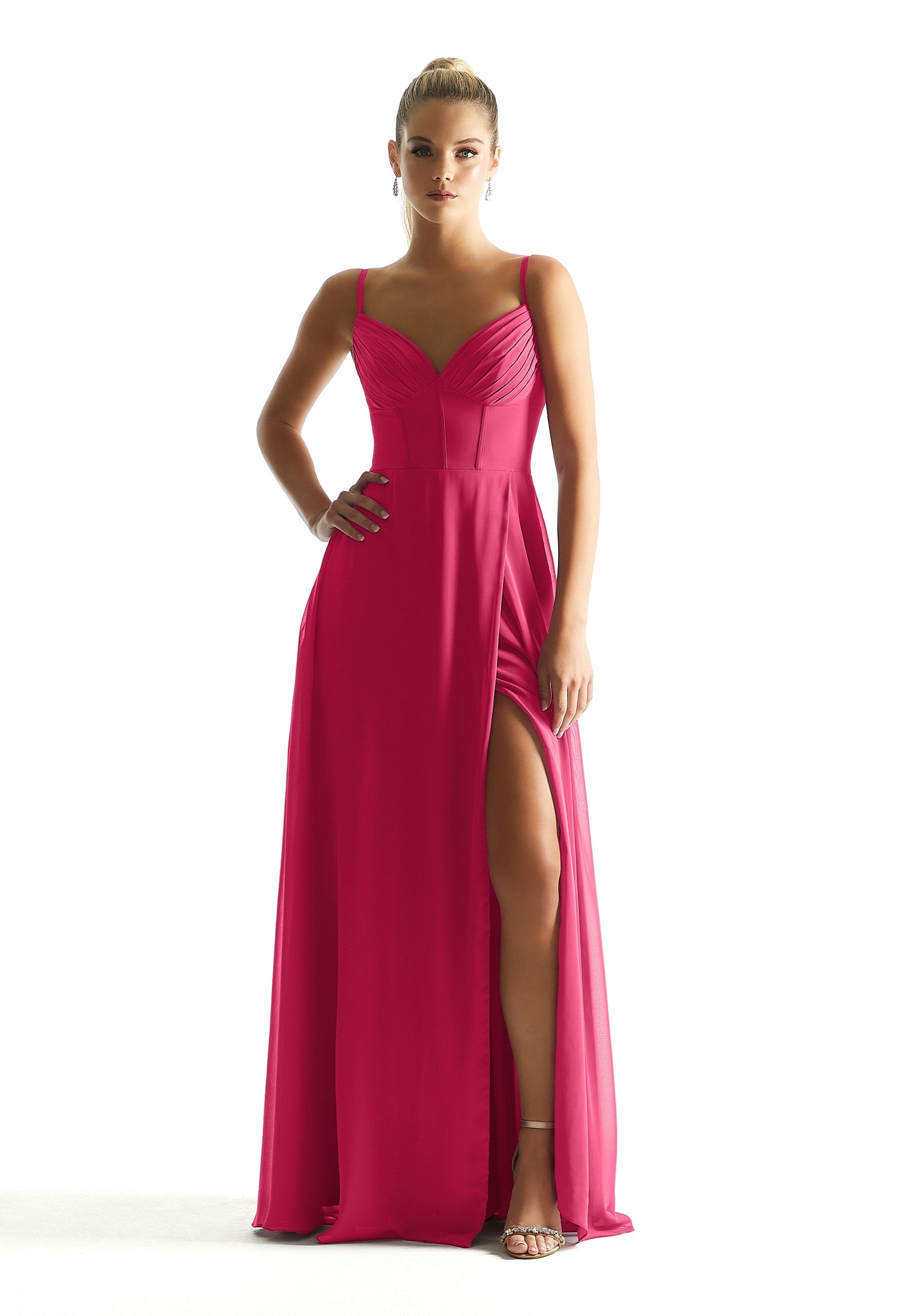 Formal Dresses Long Formal Pleated Corset A Line Dress MGNY Madeline Gardner New York 21853 Berry