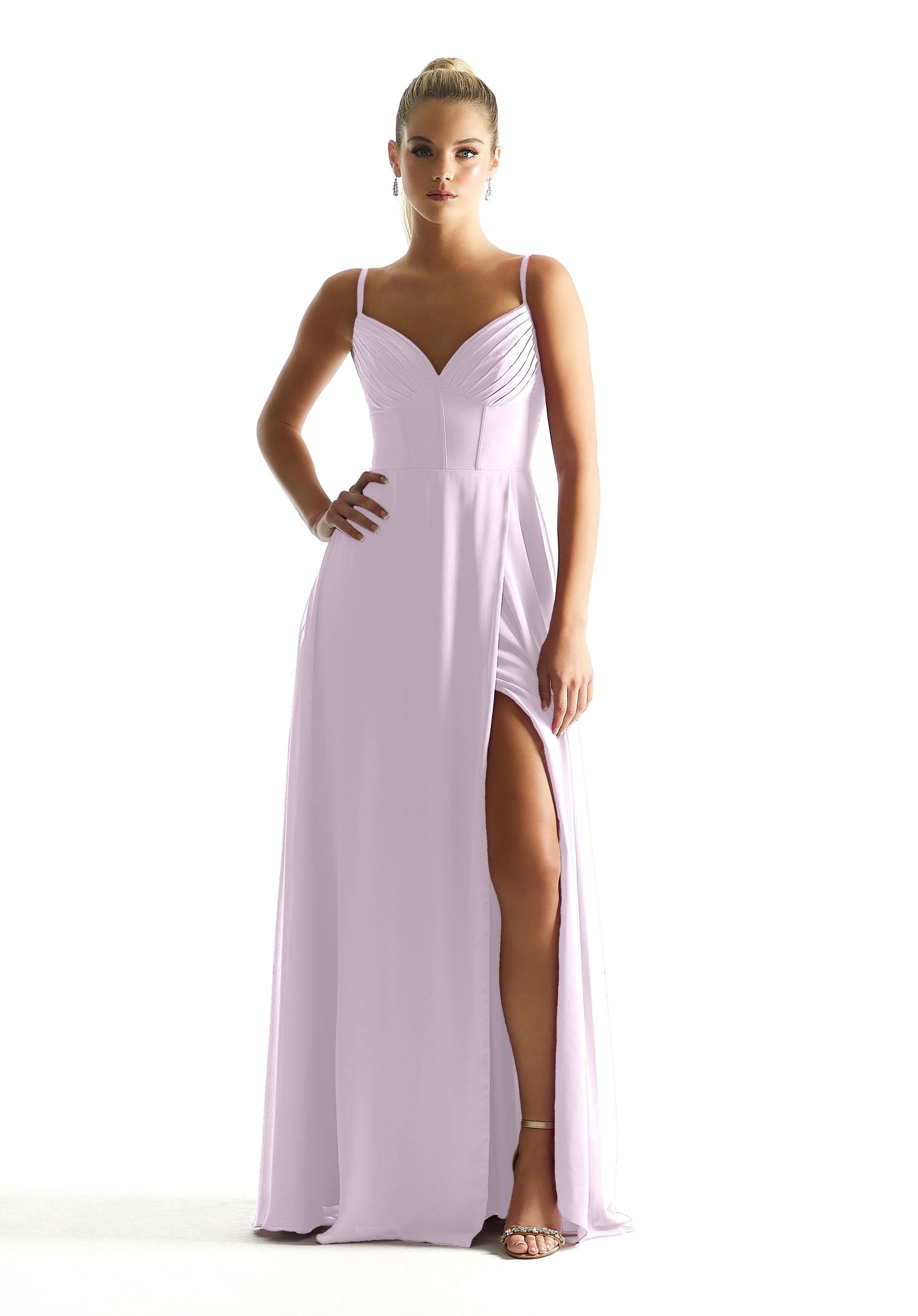 Formal Dresses Long Pleated Formal Corset A Line Dress MGNY Madeline Gardner New York 21853 Wisteria