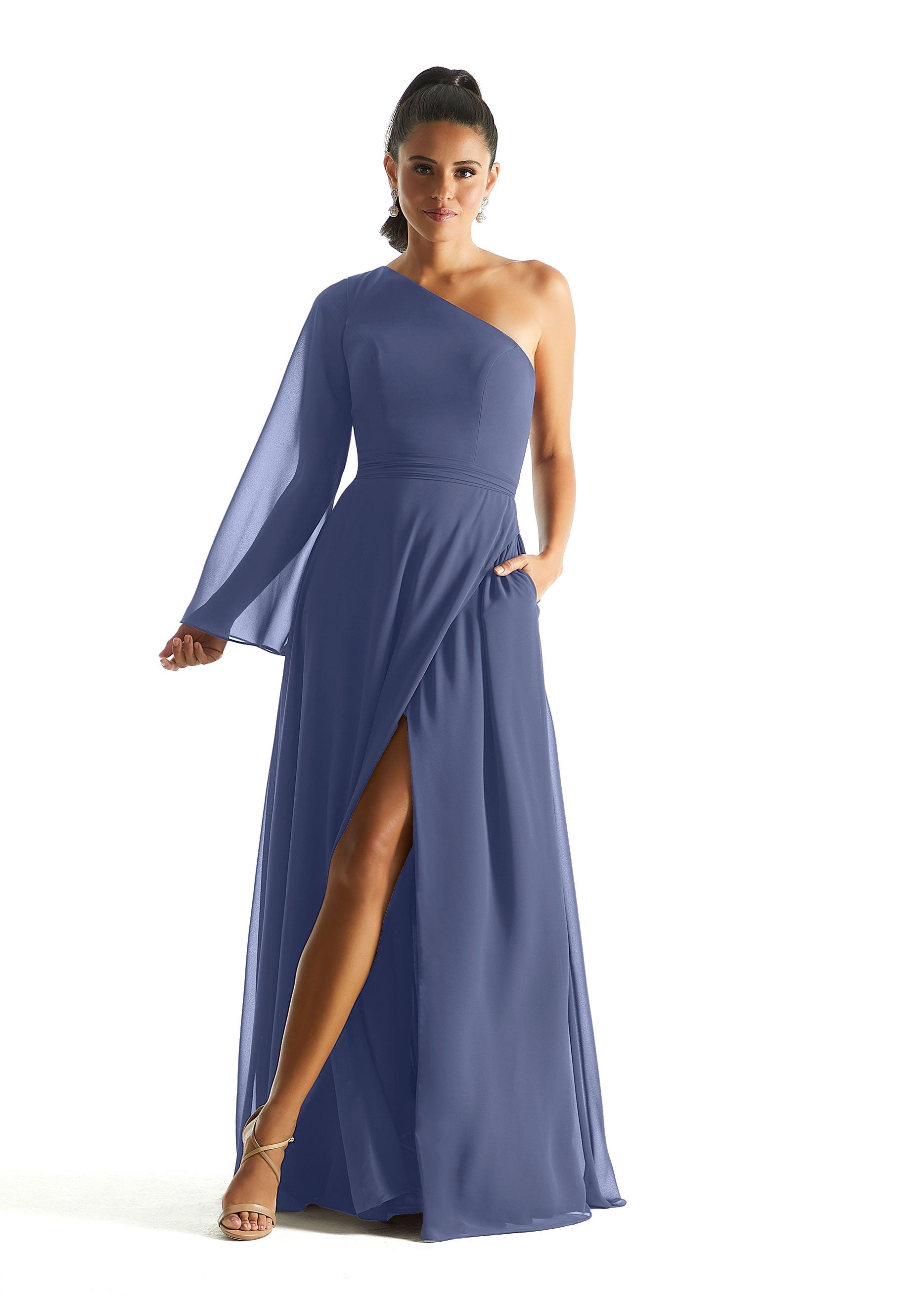 Formal Dresses A Line Long Sleeve Formal Dress MGNY Madeline Gardner New York 21854 Dusk