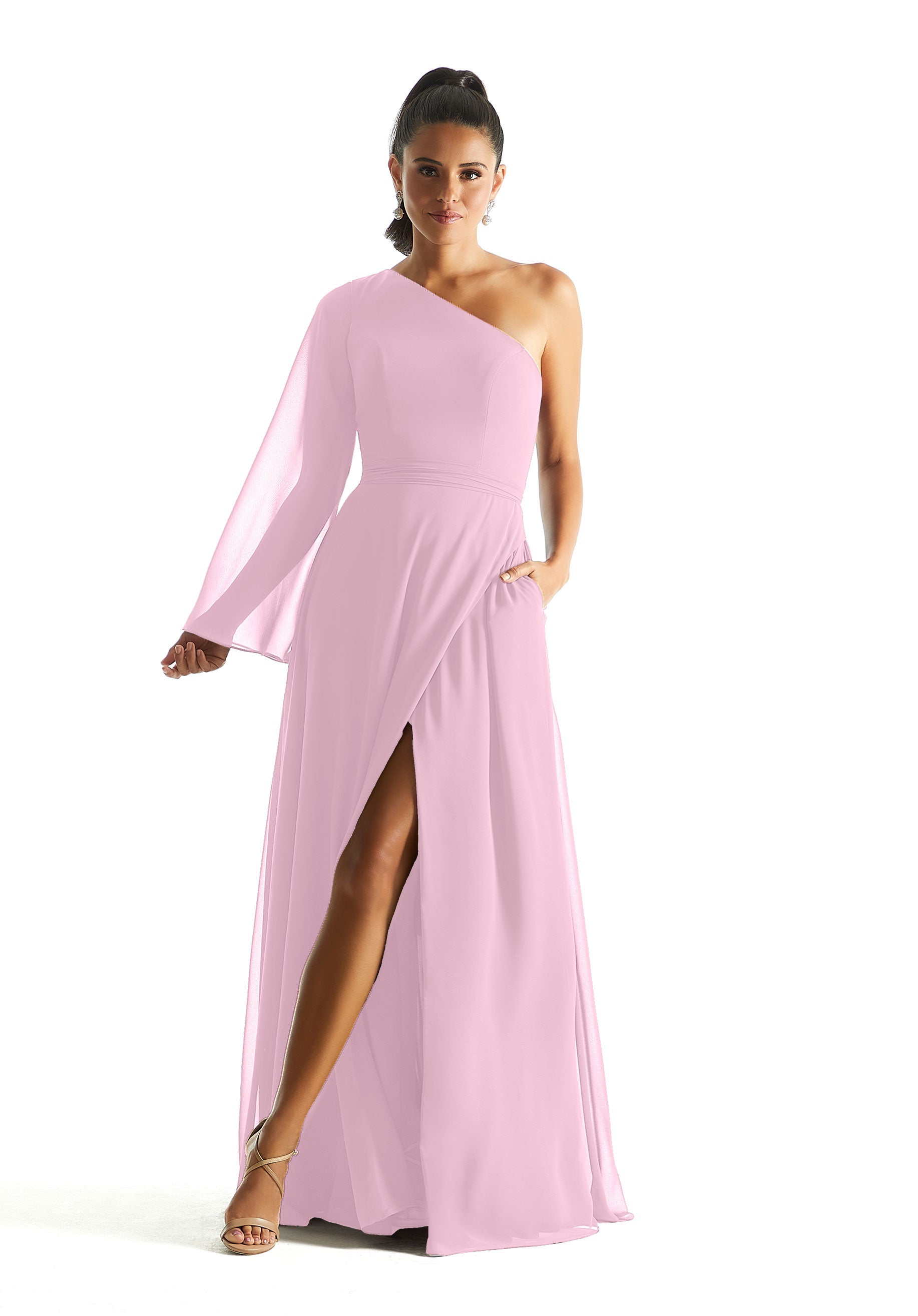 Formal Dresses A Line Formal Long Sleeve Dress MGNY Madeline Gardner New York 21854 Blossom