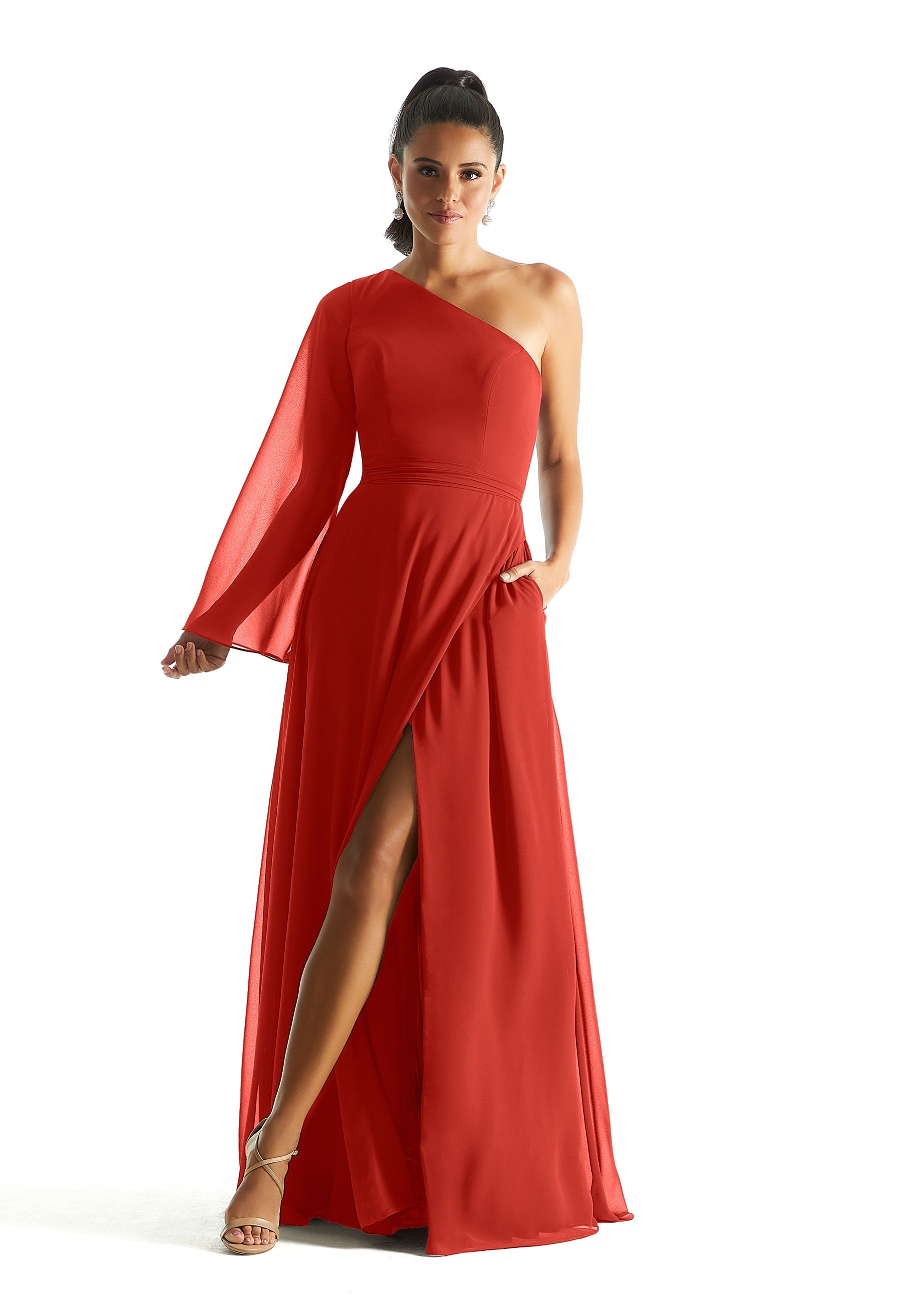 Formal Dresses Long Sleeve A Line Formal Dress MGNY Madeline Gardner New York 21854 Cinnamon