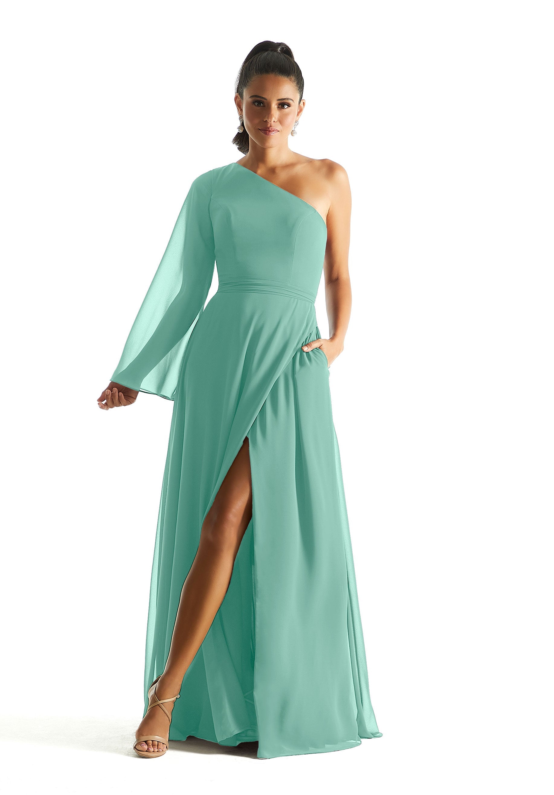 Formal Dresses Formal Long Sleeve A Line Dress MGNY Madeline Gardner New York 21854 Mint