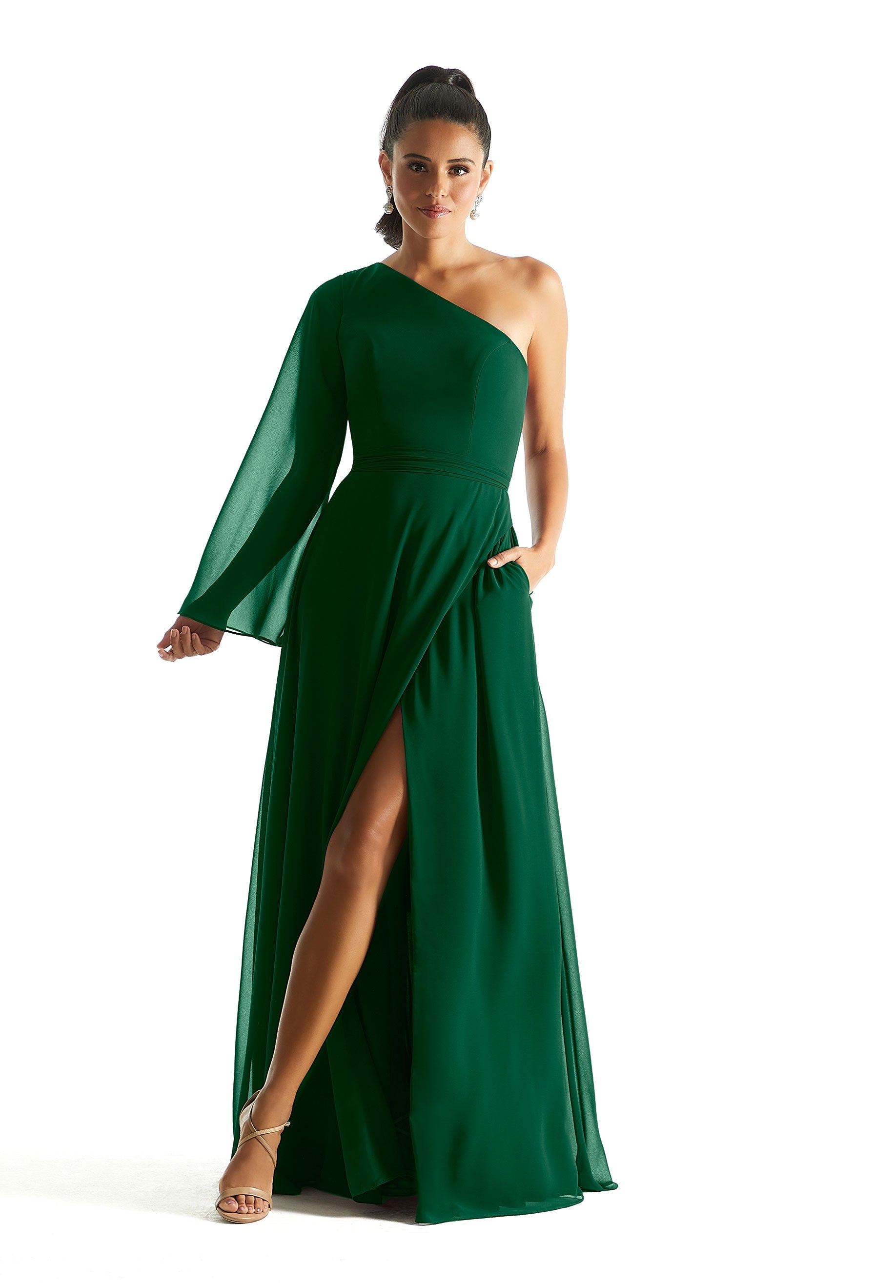 Formal Dresses Formal A Line Long Sleeve Dress MGNY Madeline Gardner New York 21854 Emerald