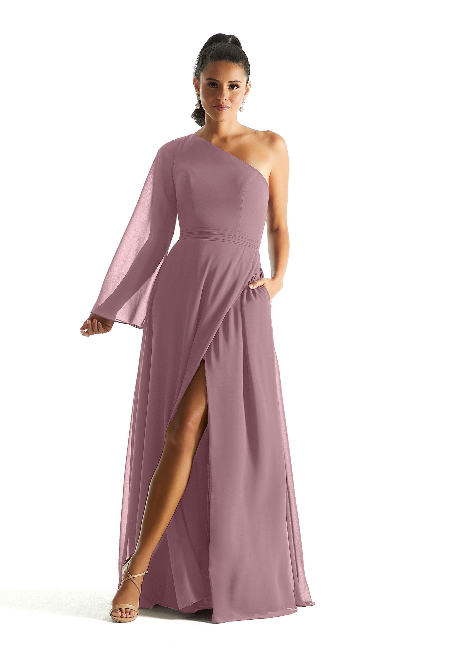 Formal Dresses Formal Long Sleeve A Line Dress MGNY Madeline Gardner New York 21854 French Lilac