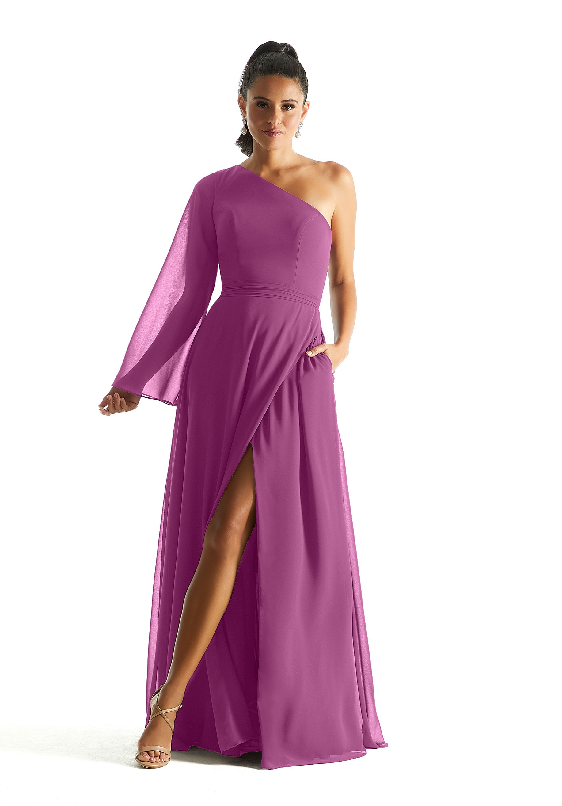Formal Dresses A Line Formal Long Sleeve Evening Dress MGNY Madeline Gardner New York 21854 Primrose